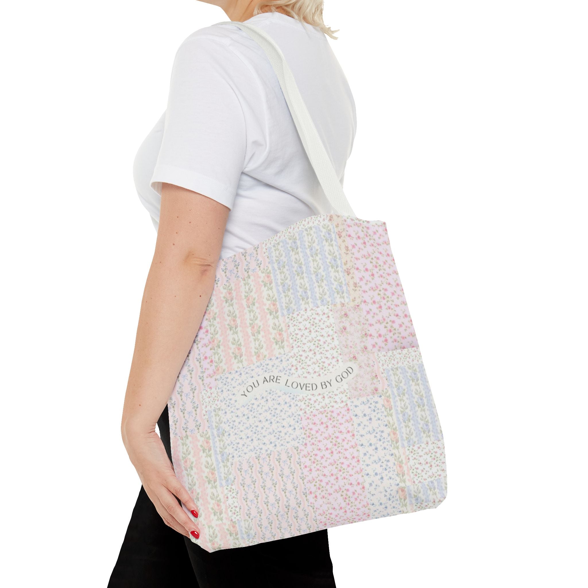 Spiritual Tote Bag with Floral Design, Inspirational Gift for Women, Church Bag, Eco-Friendly Shoulder Tote, Everyday Use