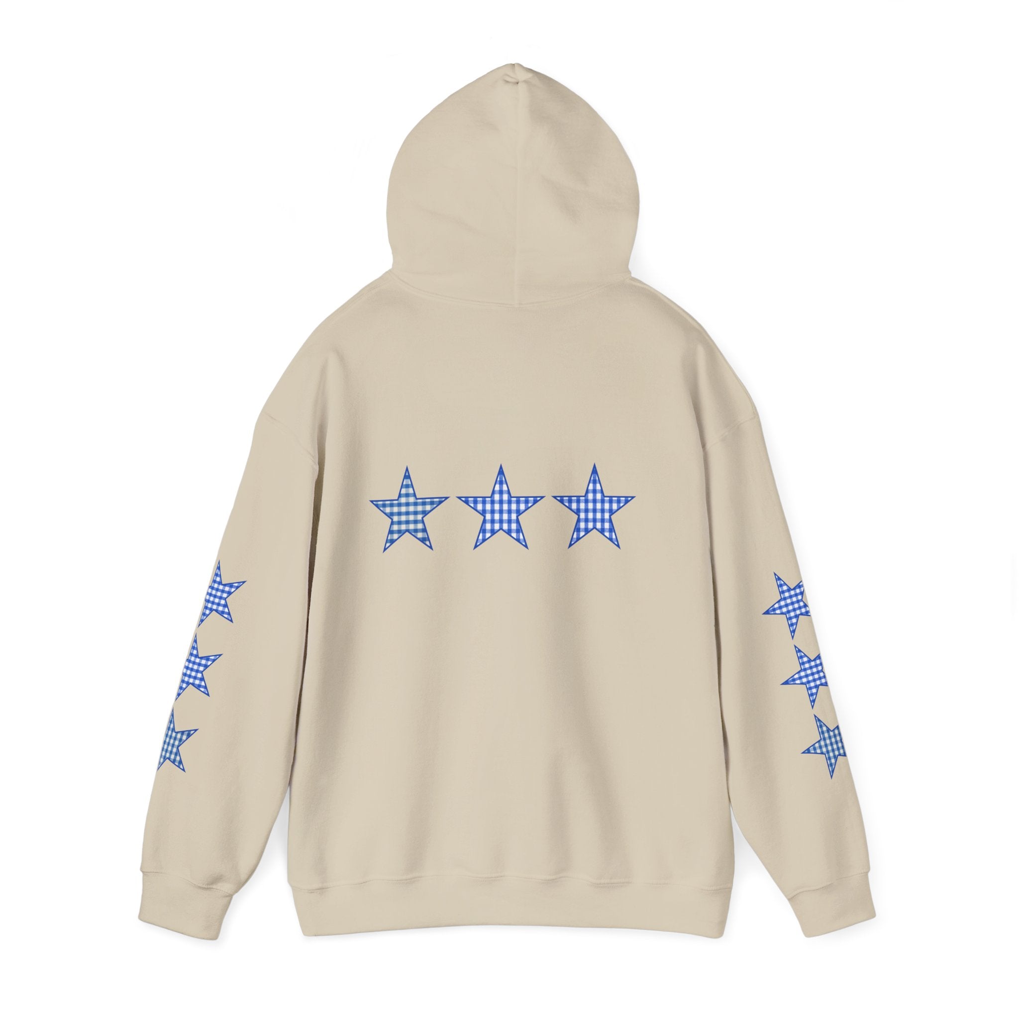Customizable Tri-Star Blue Gingham Hoodie