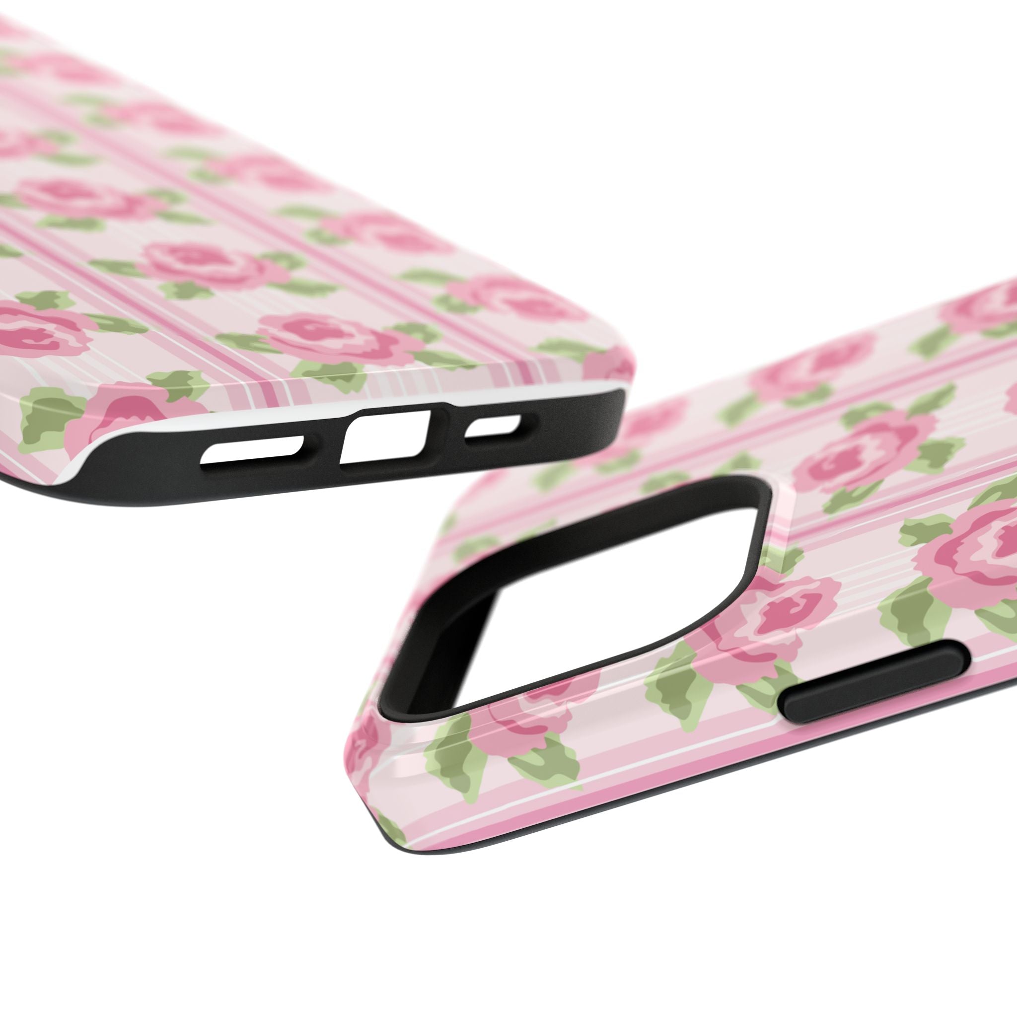 Customizable: Floral Impact-Resistant Phone Case, Pink Rose Pattern