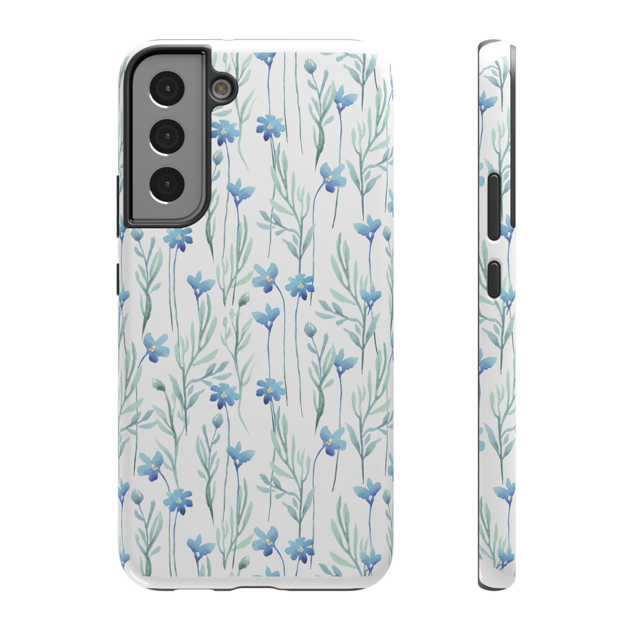 Customizable: Blue Floral Impact-Resistant Phone Case