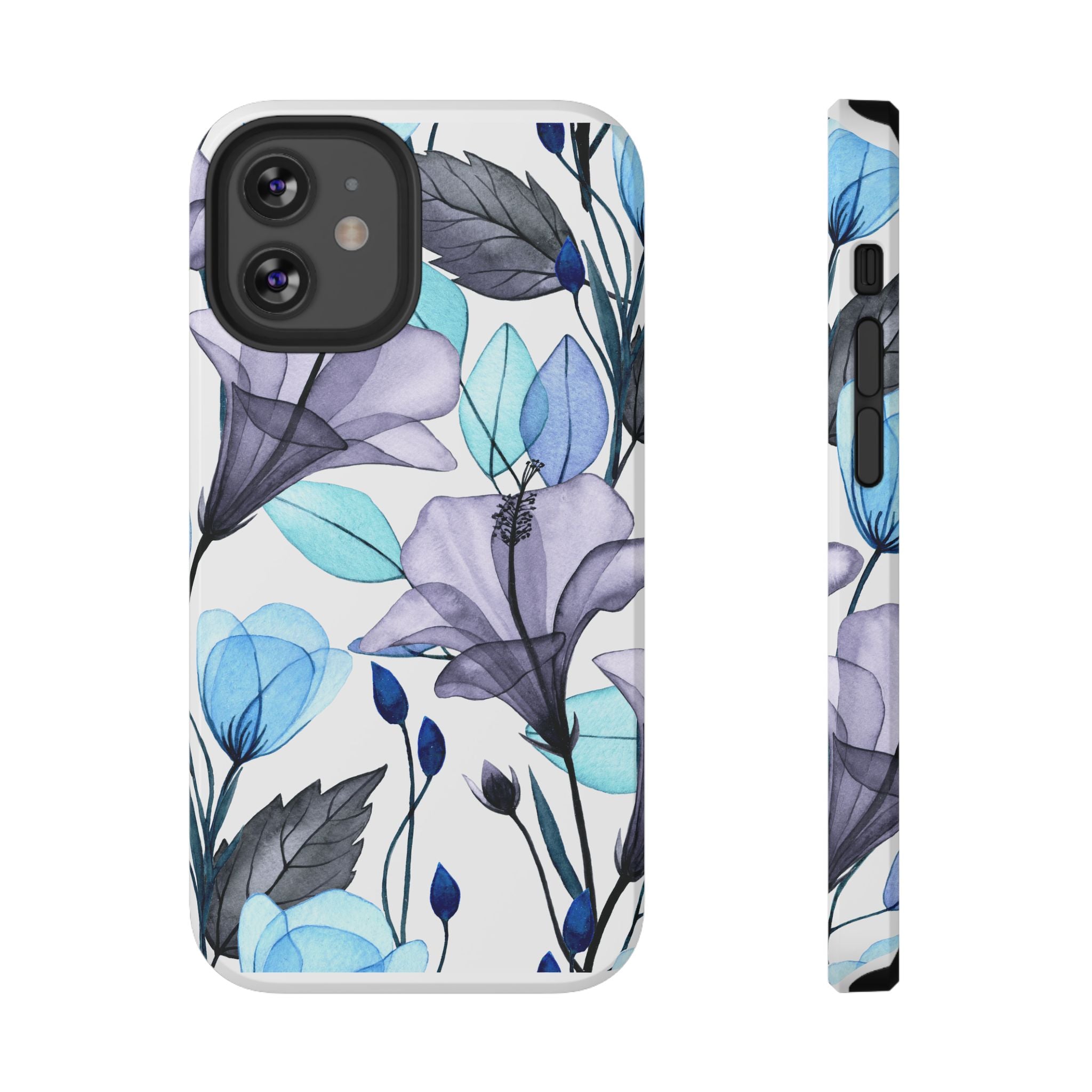 Customizable: Blue and Purple Floral Impact-Resistant Phone Case
