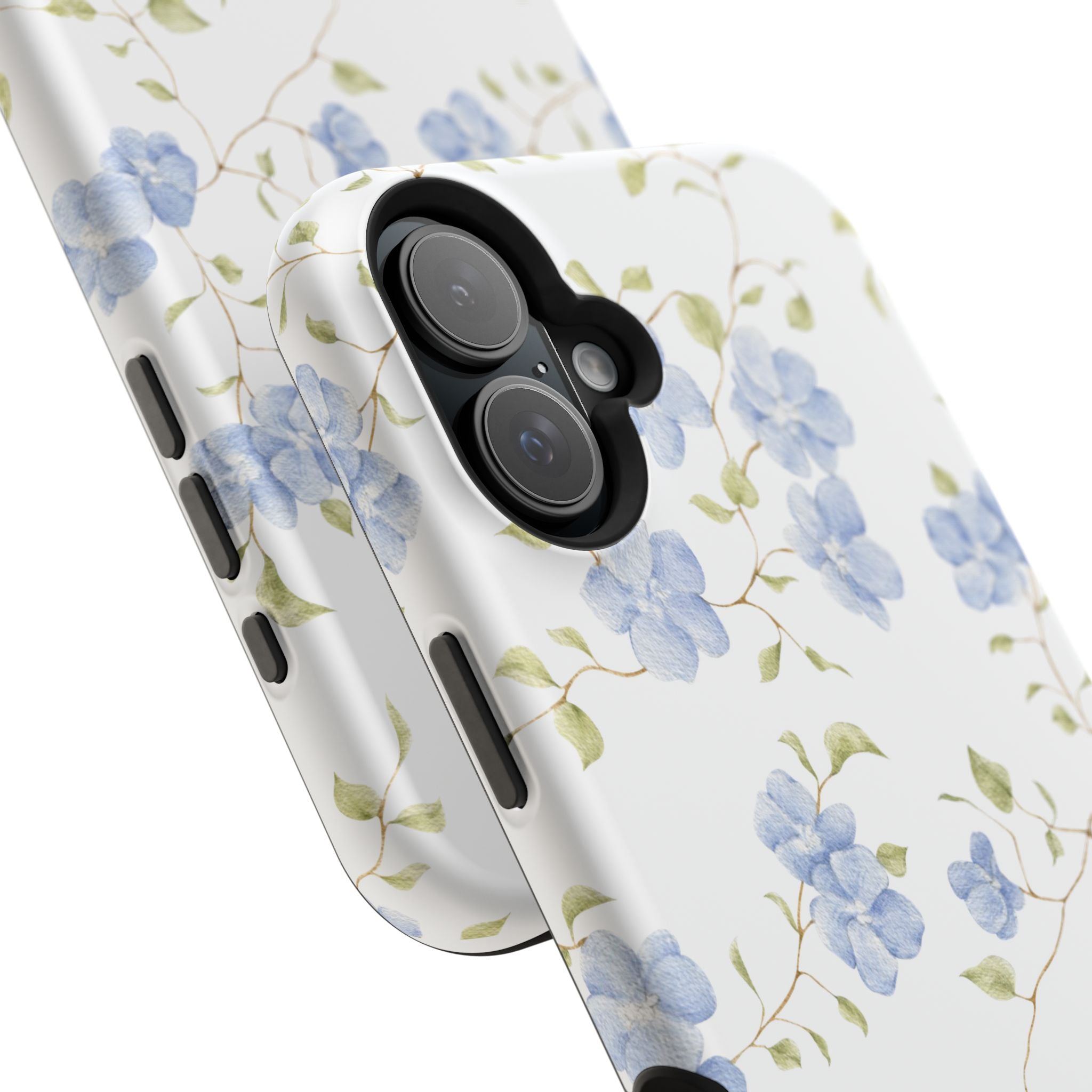 Customizable: Blue Floral Impact-Resistant Phone Case