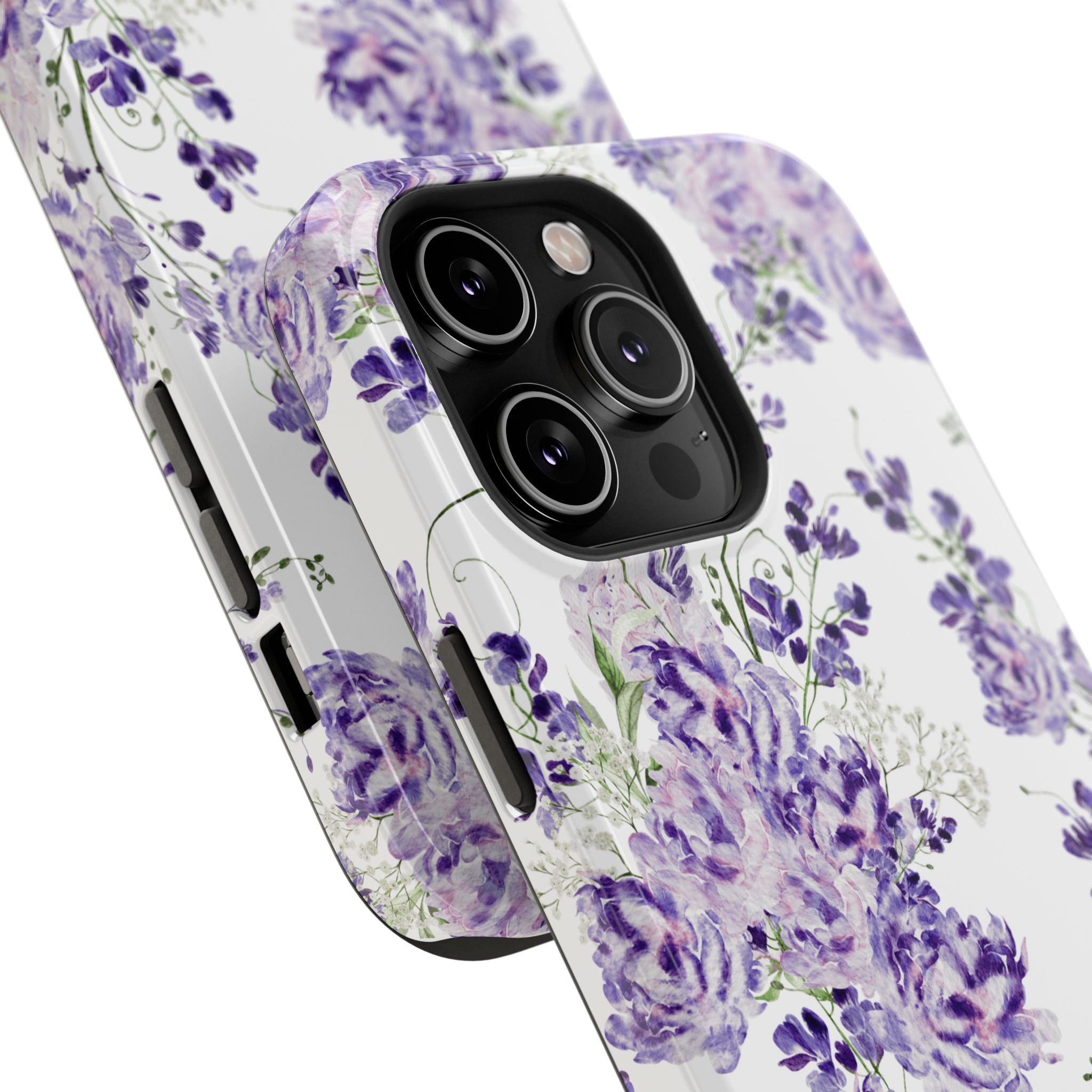 Customizable: Purple Floral Impact-Resistant Phone Case