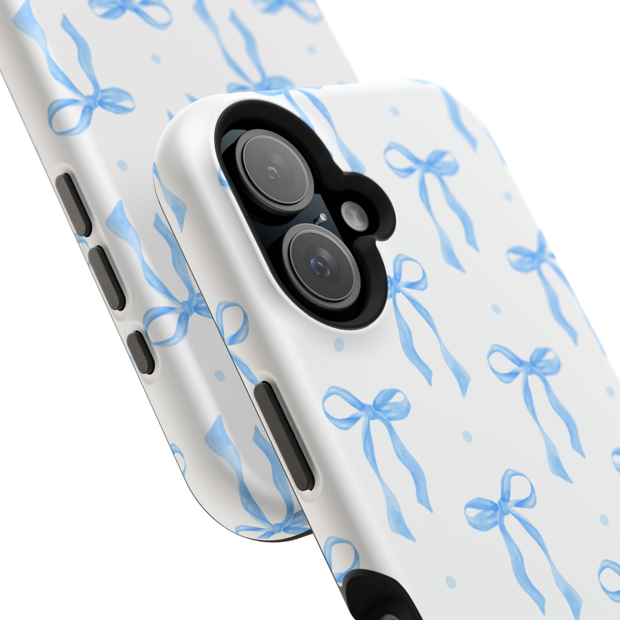 Customizable: Chic Blue Coquette Bow Impact-Resistant Phone Case