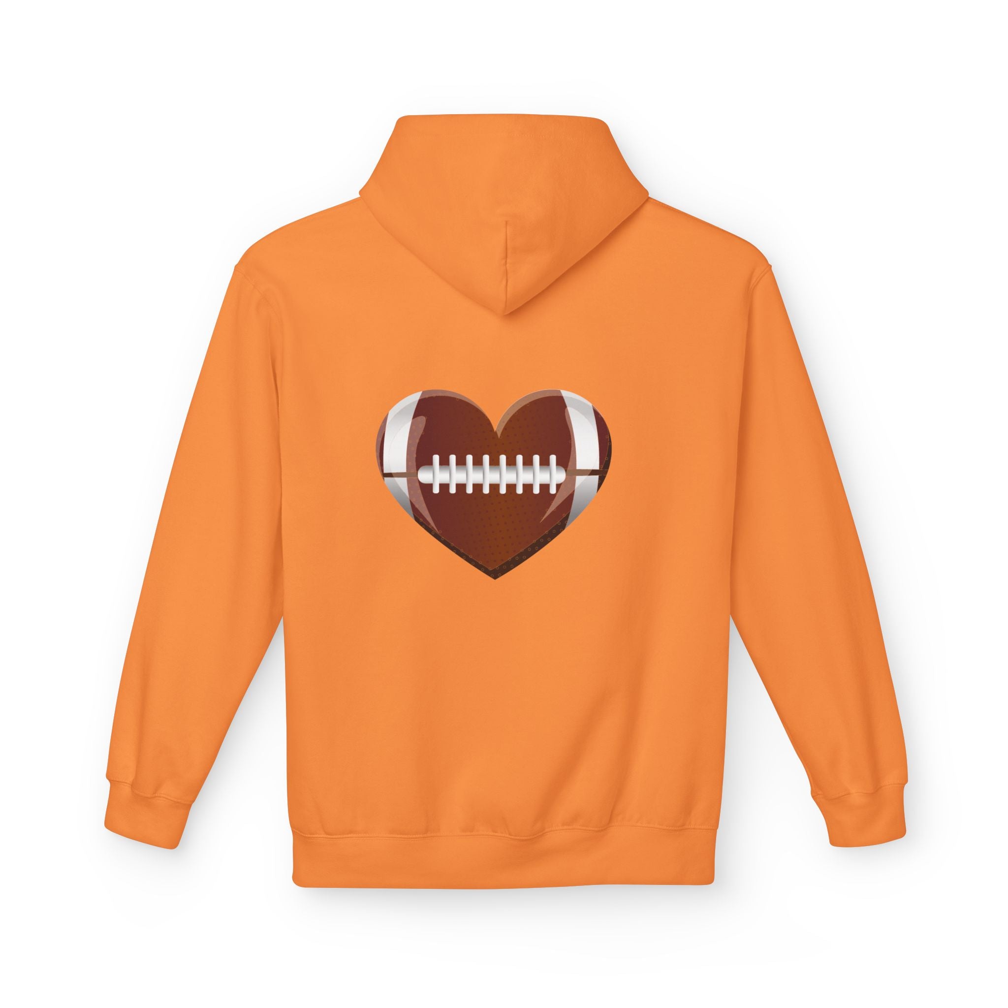 Football Heart Hoodie - Midweight Fleece Sweatshirt for Sports Fans, Gift for Holidays, Game Day Apparel, Cozy and Casual