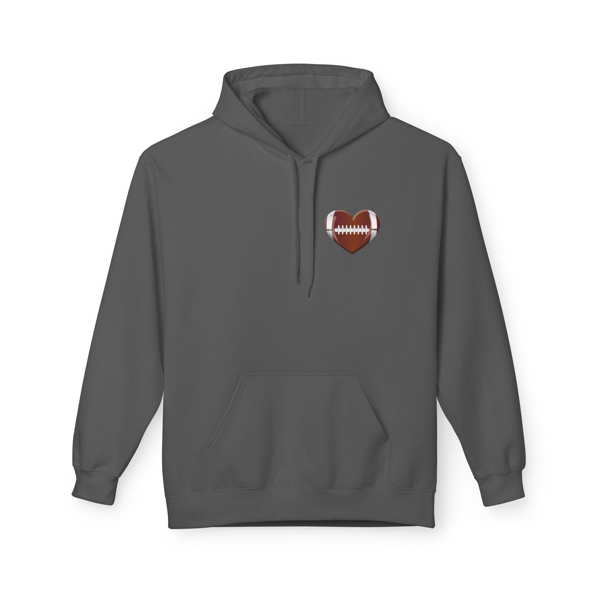 Football Heart Hoodie - Midweight Fleece Sweatshirt for Sports Fans, Gift for Holidays, Game Day Apparel, Cozy and Casual
