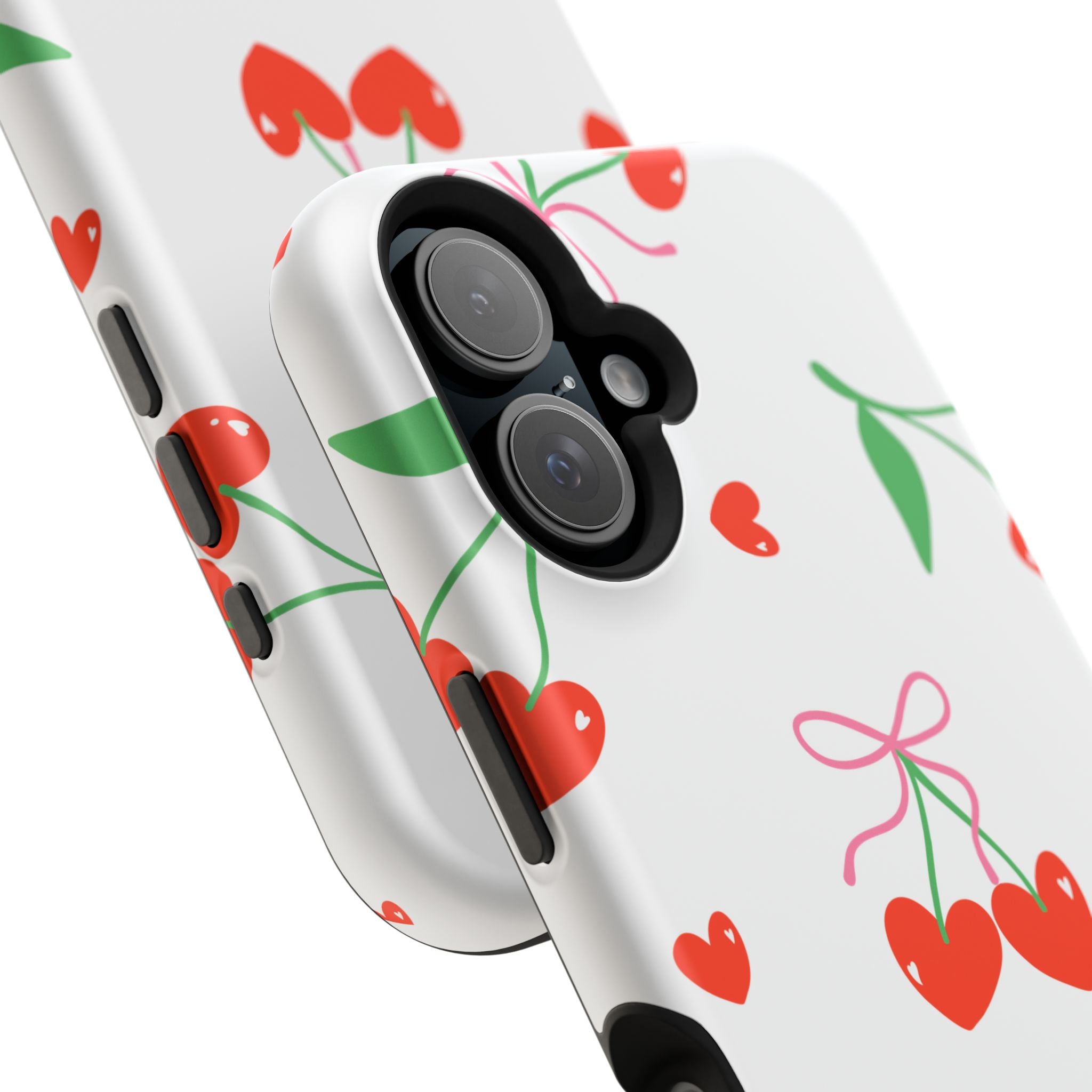 Customizable: Cherry Heart Impact-Resistant Phone Case