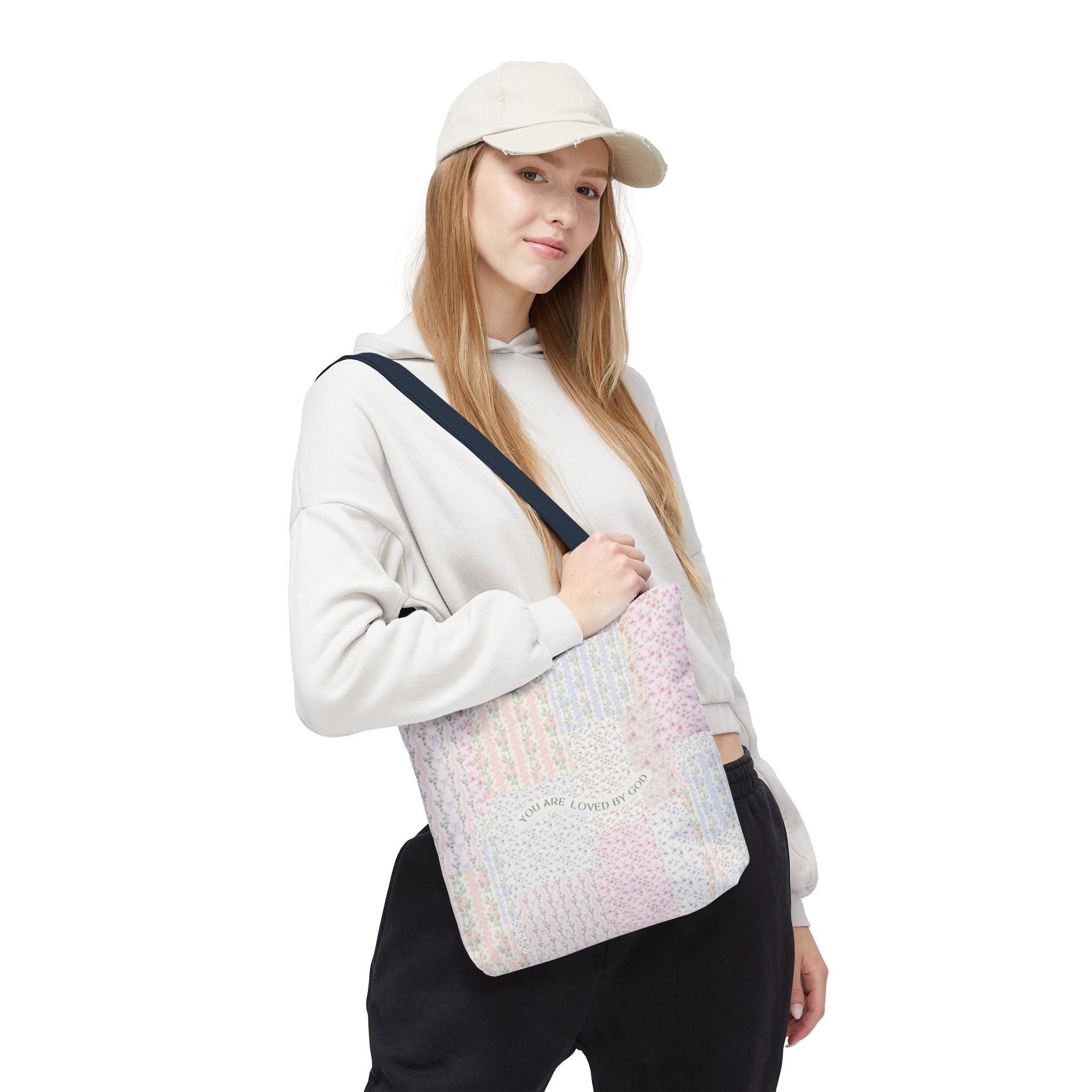 Spiritual Tote Bag with Floral Design, Inspirational Gift for Women, Church Bag, Eco-Friendly Shoulder Tote, Everyday Use