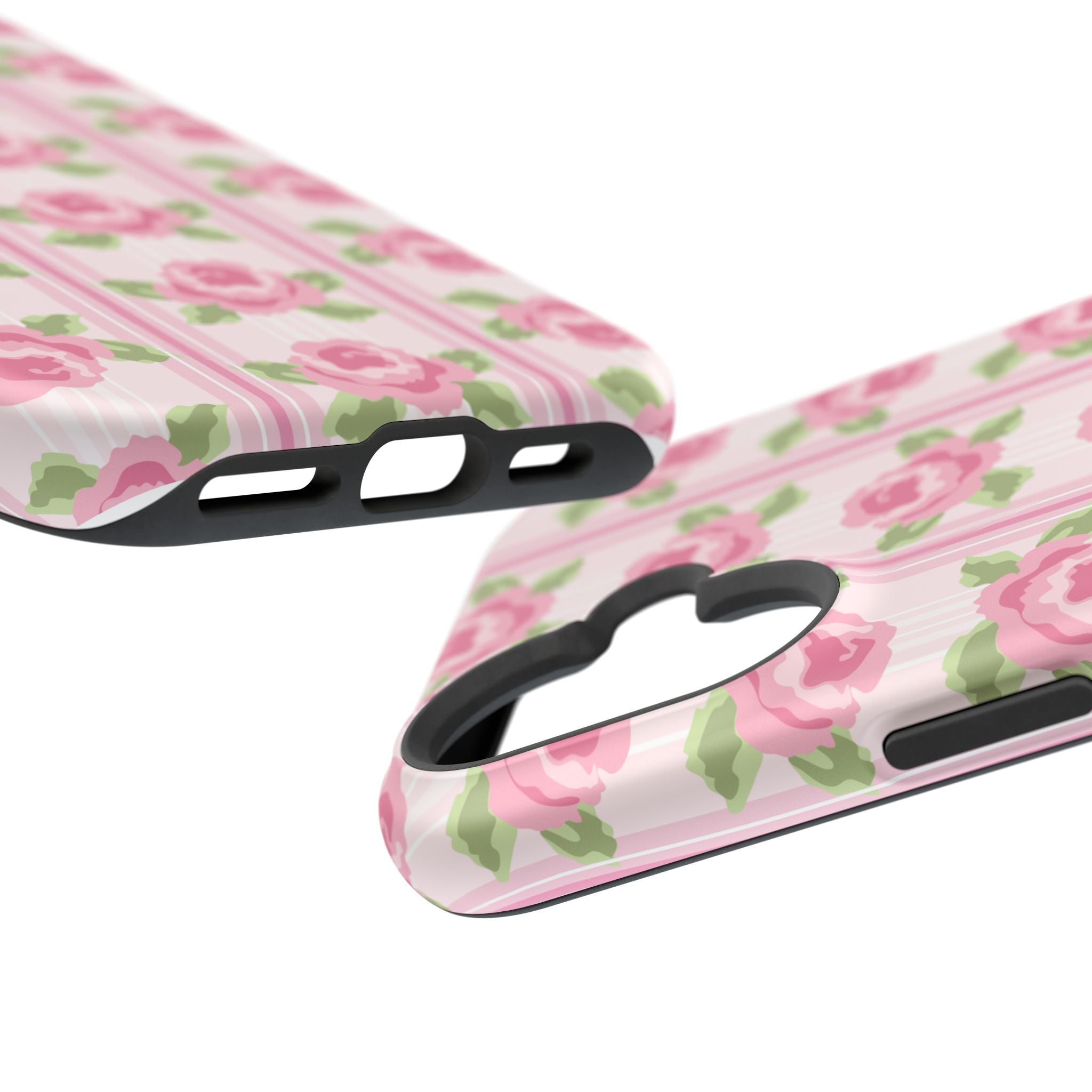 Customizable: Floral Impact-Resistant Phone Case, Pink Rose Pattern
