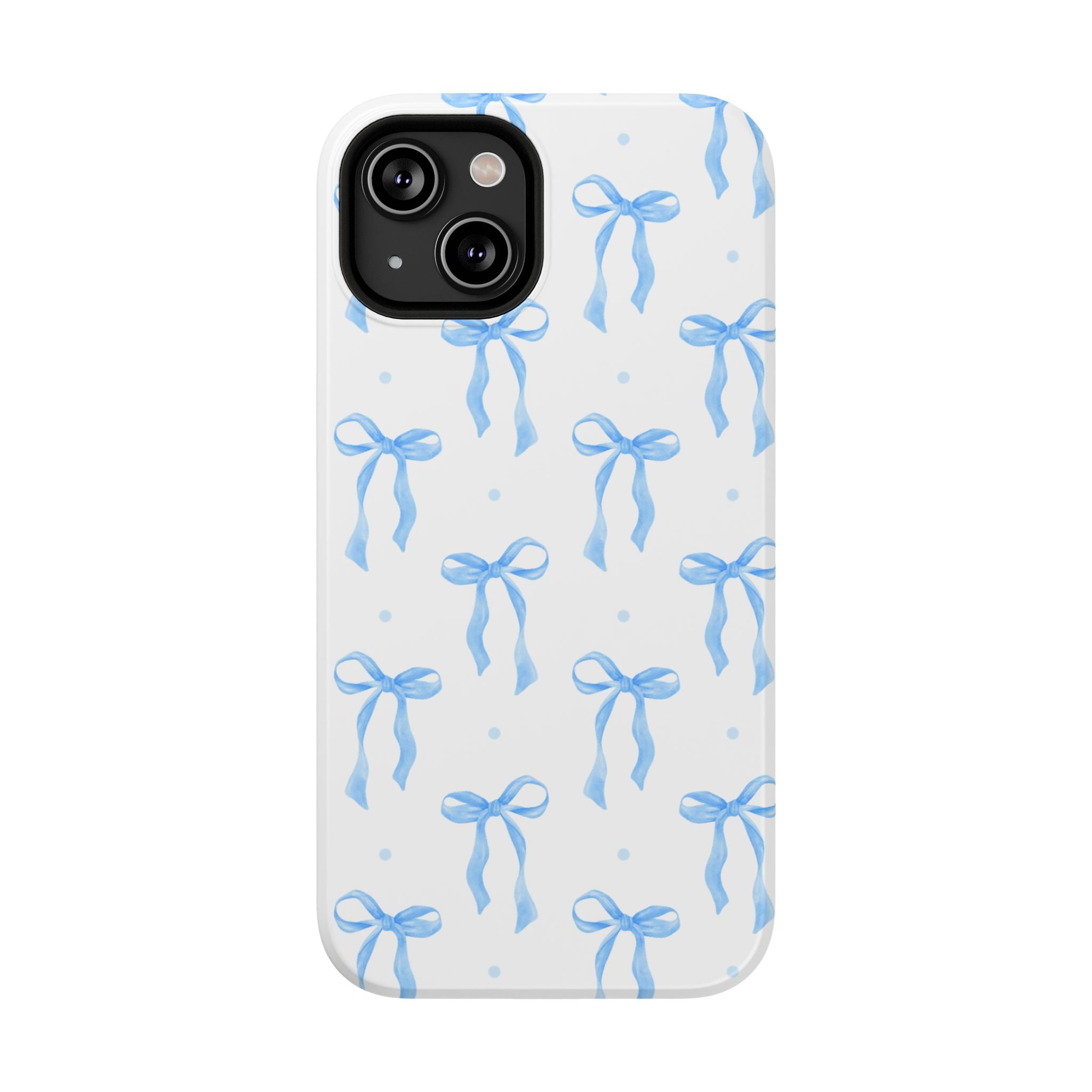 Customizable: Chic Blue Coquette Bow Impact-Resistant Phone Case
