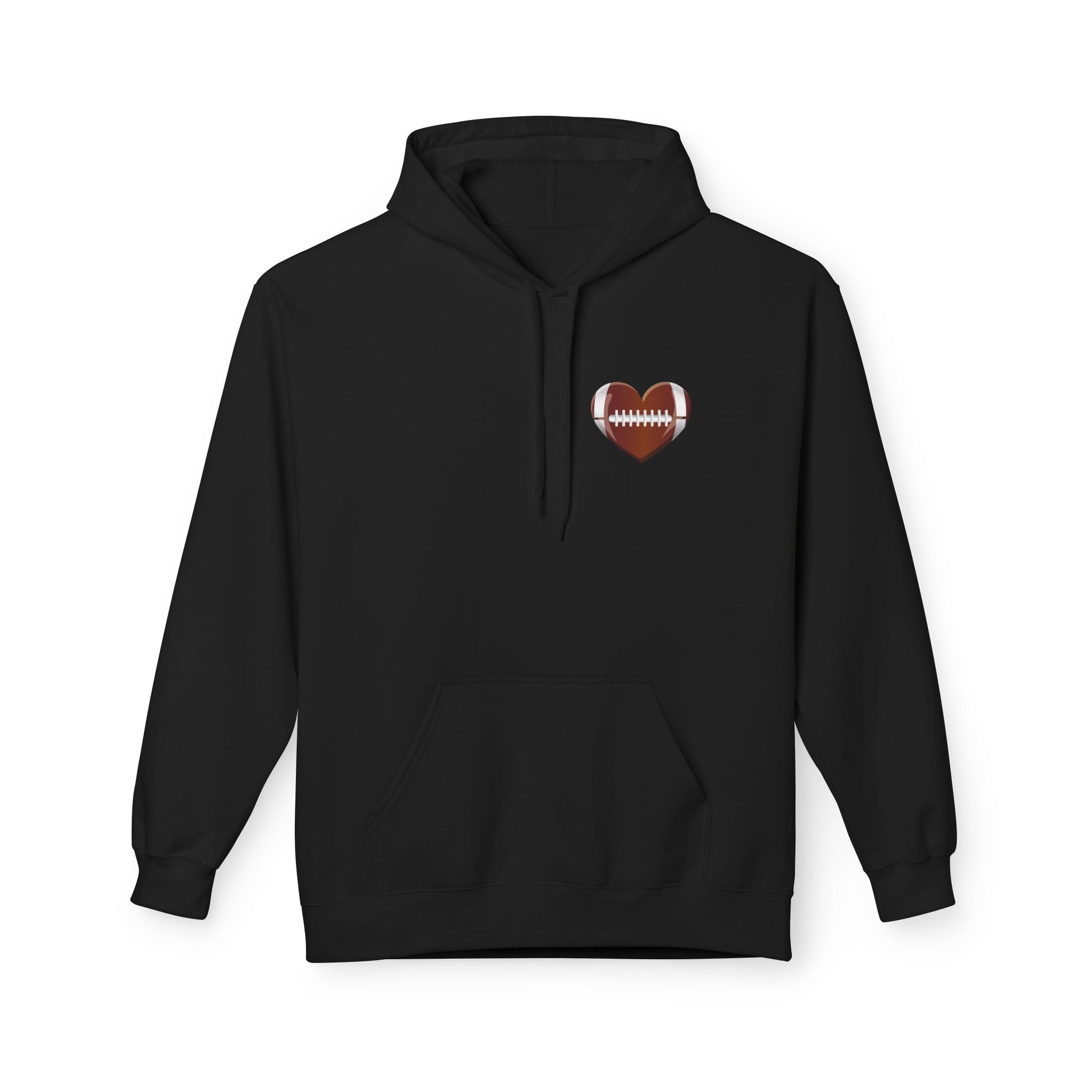 Football Heart Hoodie - Midweight Fleece Sweatshirt for Sports Fans, Gift for Holidays, Game Day Apparel, Cozy and Casual