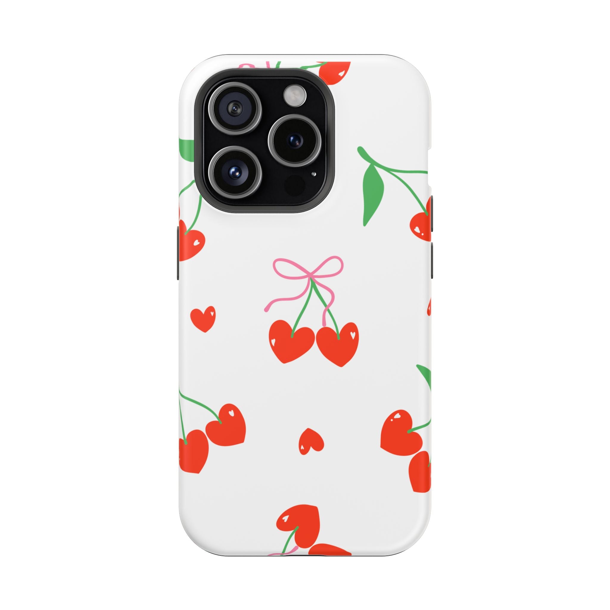 Customizable: Cherry Heart Impact-Resistant Phone Case
