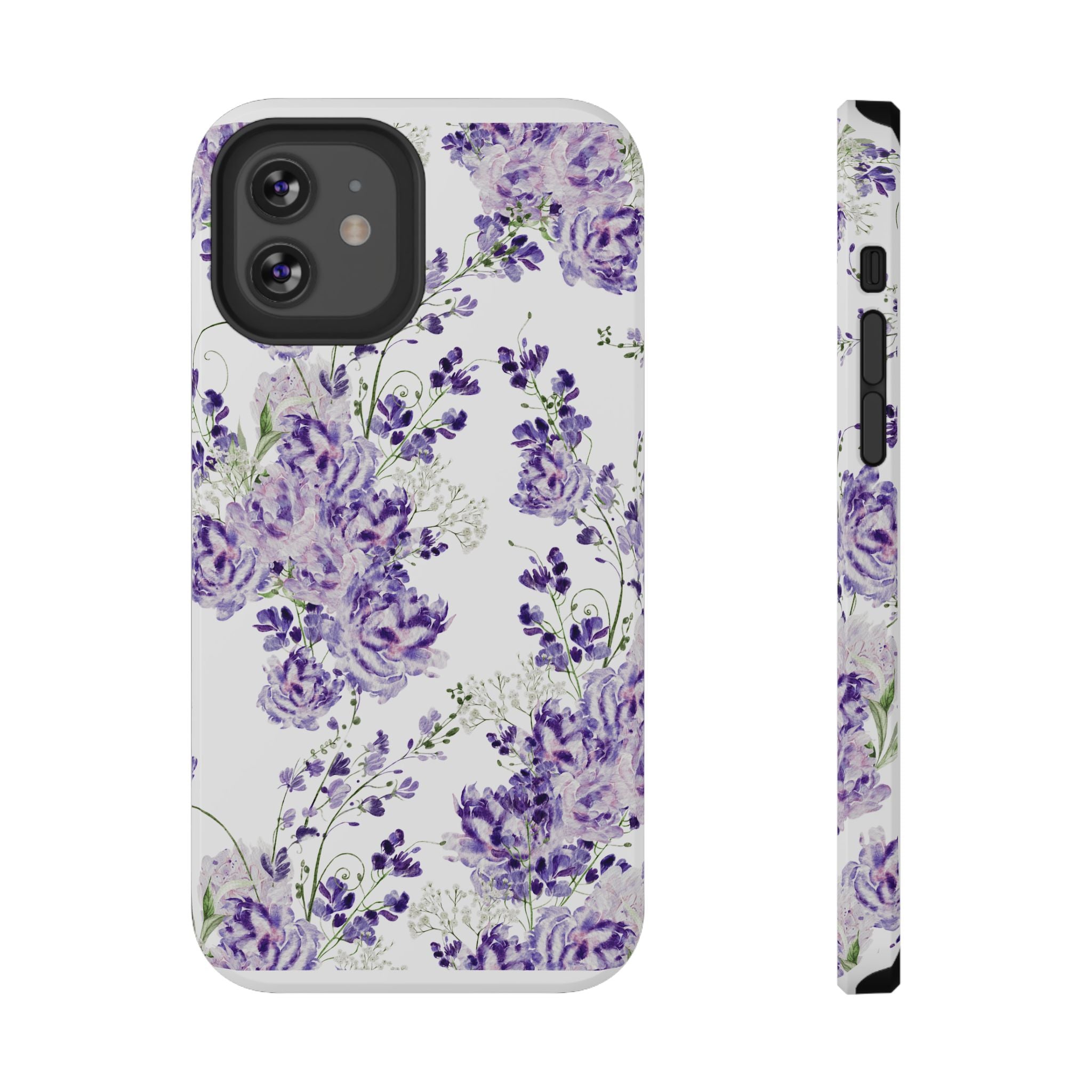 Customizable: Purple Floral Impact-Resistant Phone Case