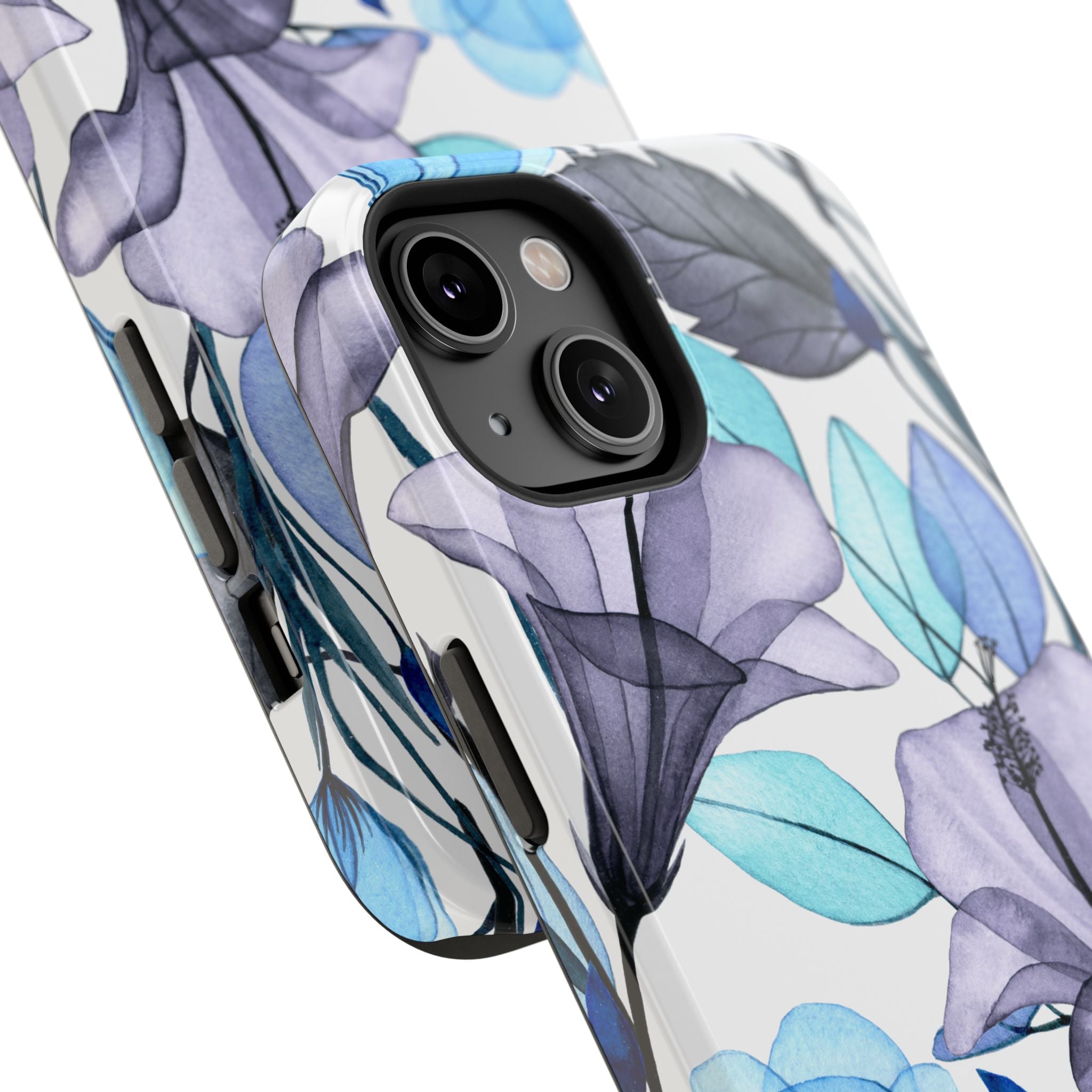 Customizable: Blue and Purple Floral Impact-Resistant Phone Case