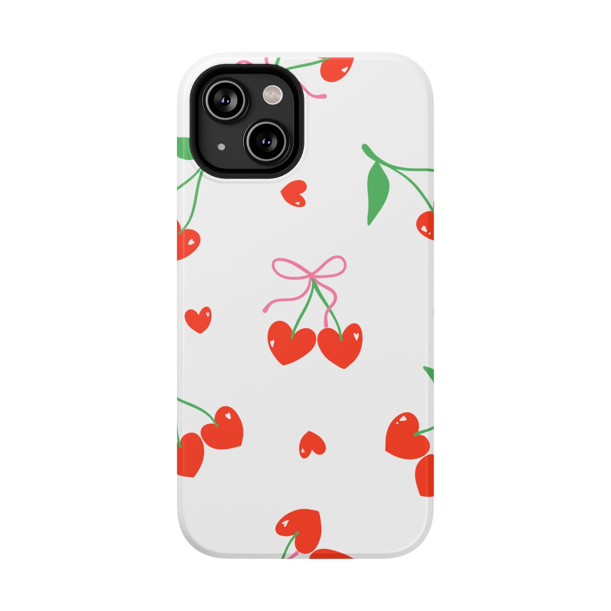 Customizable: Cherry Heart Impact-Resistant Phone Case