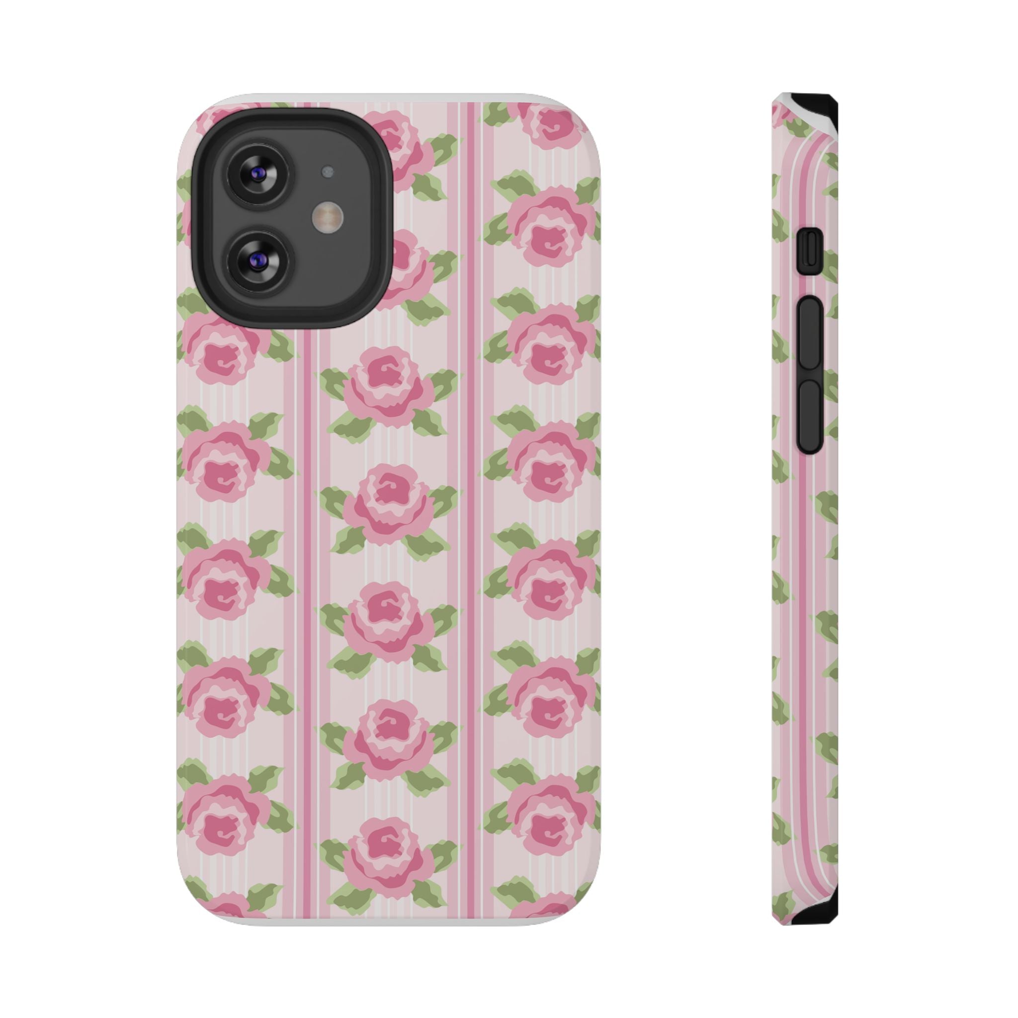 Customizable: Floral Impact-Resistant Phone Case, Pink Rose Pattern
