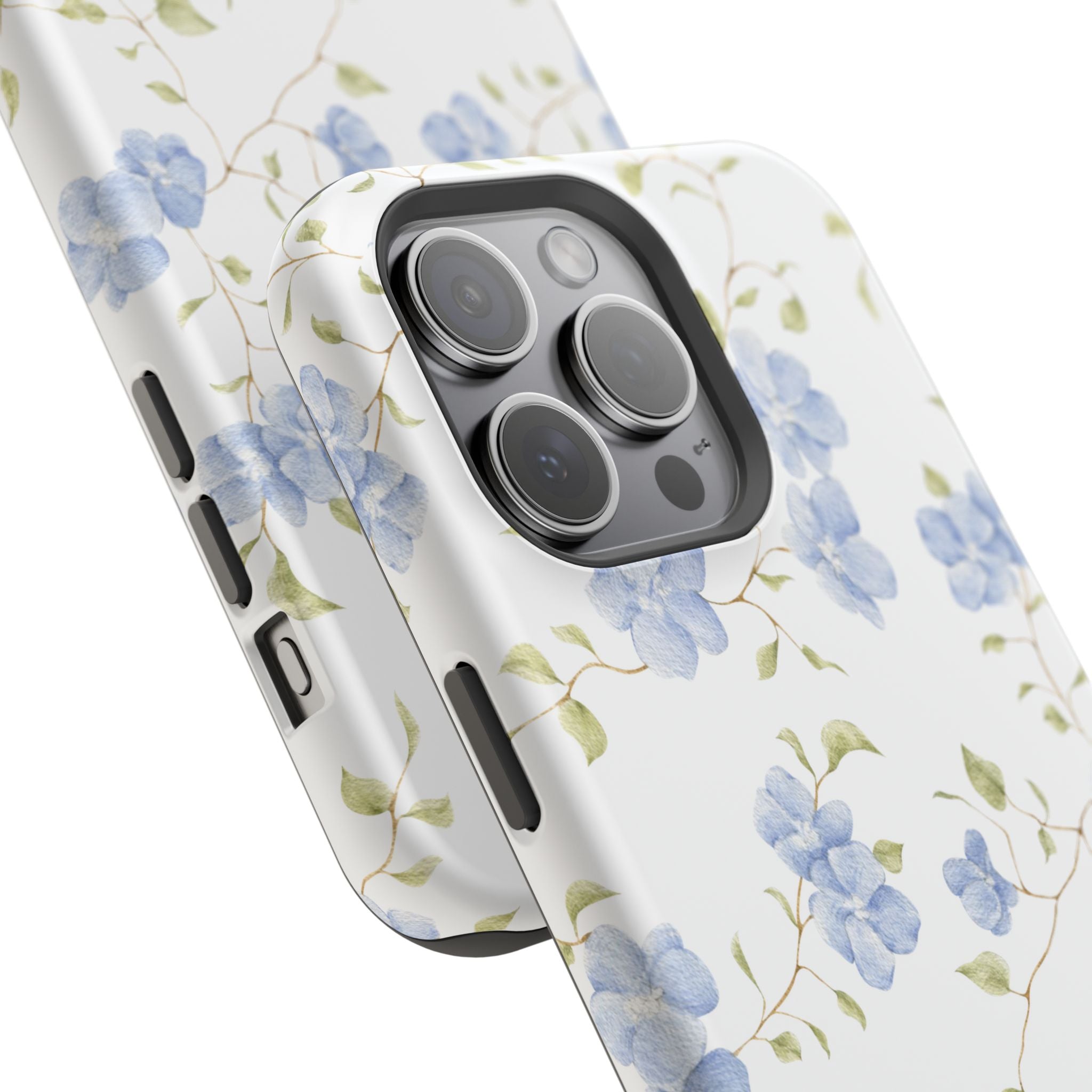 Customizable: Blue Floral Impact-Resistant Phone Case