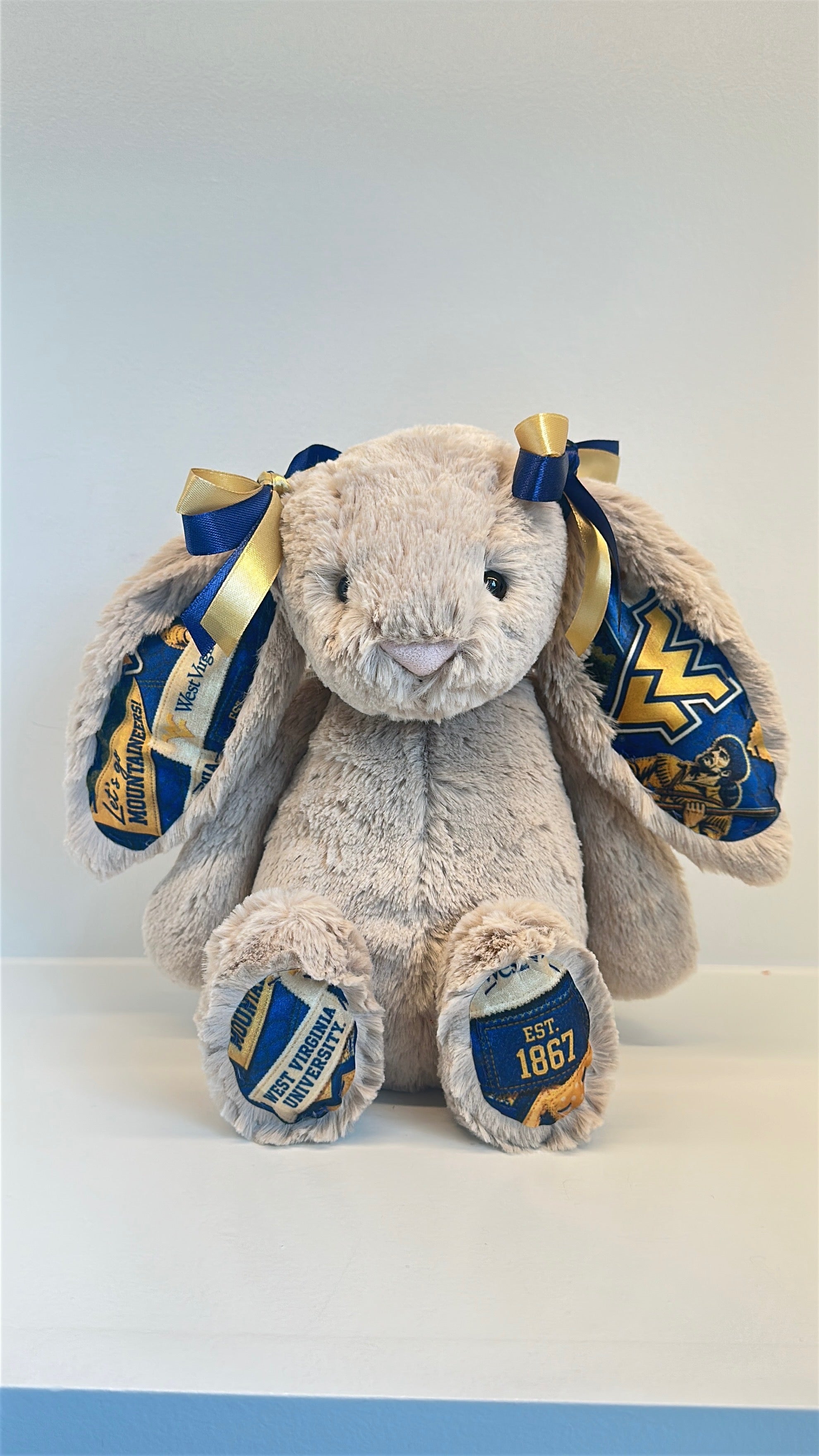 West Virginia University (WVU) Custom College Jellycat Bunny