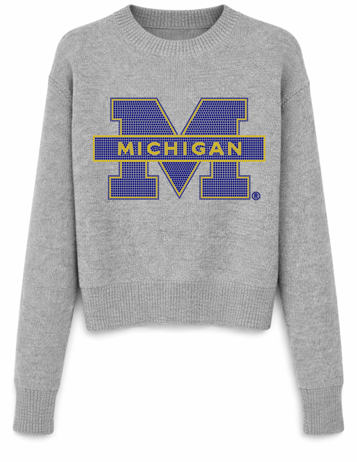 University of Michigan Block M Gray Crewneck Sweater