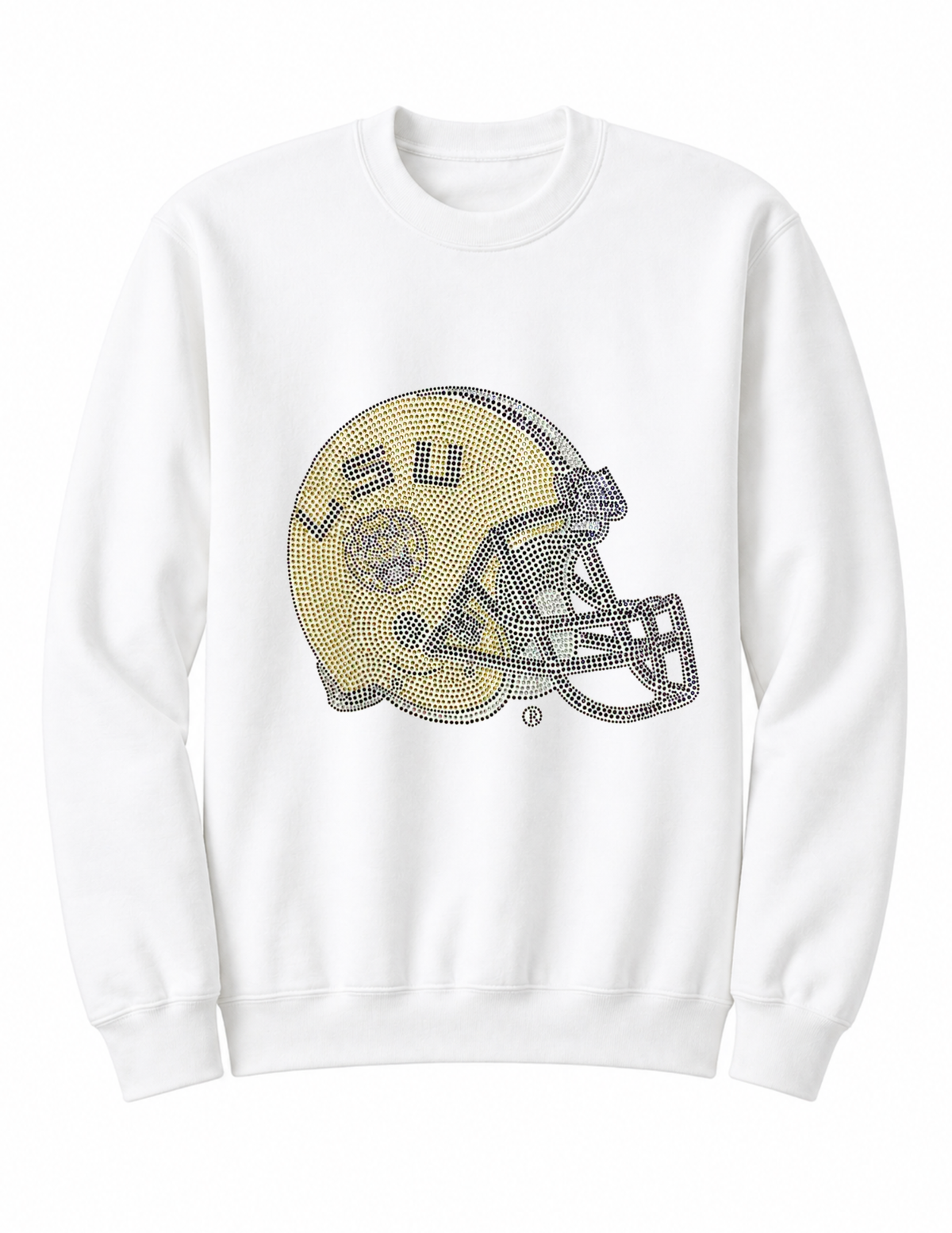 Louisiana State University Helmet White Crewneck Sweatshirt