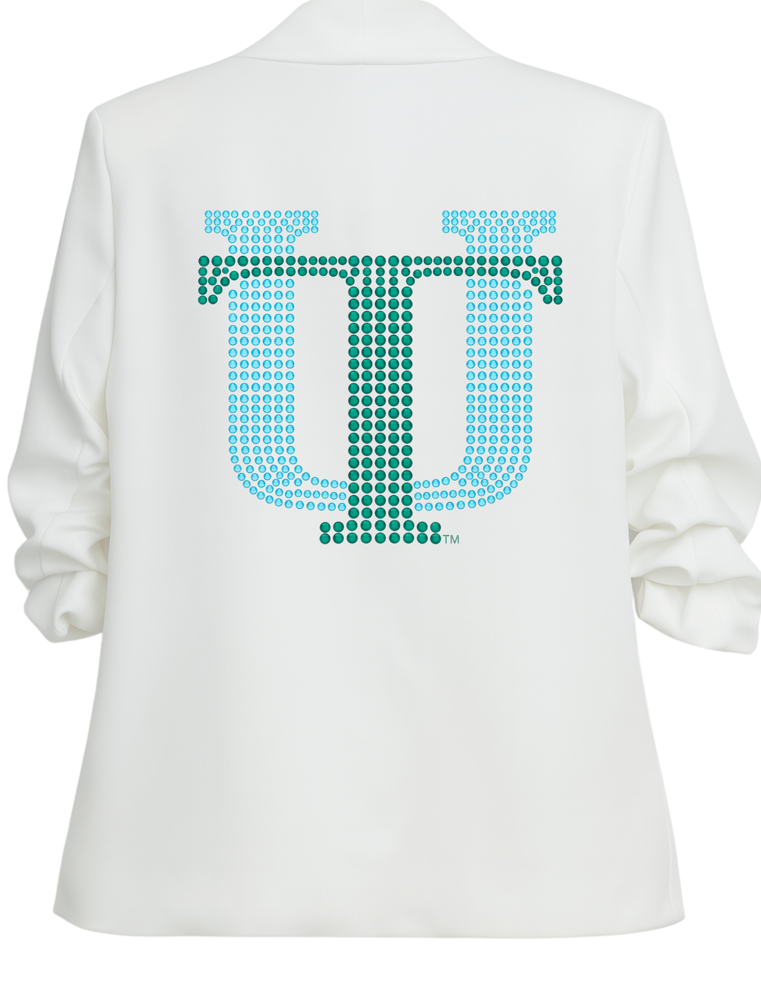 Tulane University Vintage TU White Ruched Sleeve Blazer