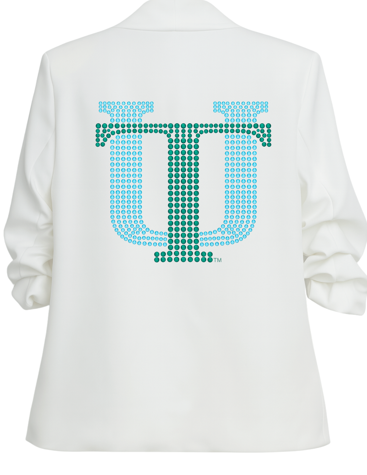 Tulane University Vintage TU White Ruched Sleeve Blazer