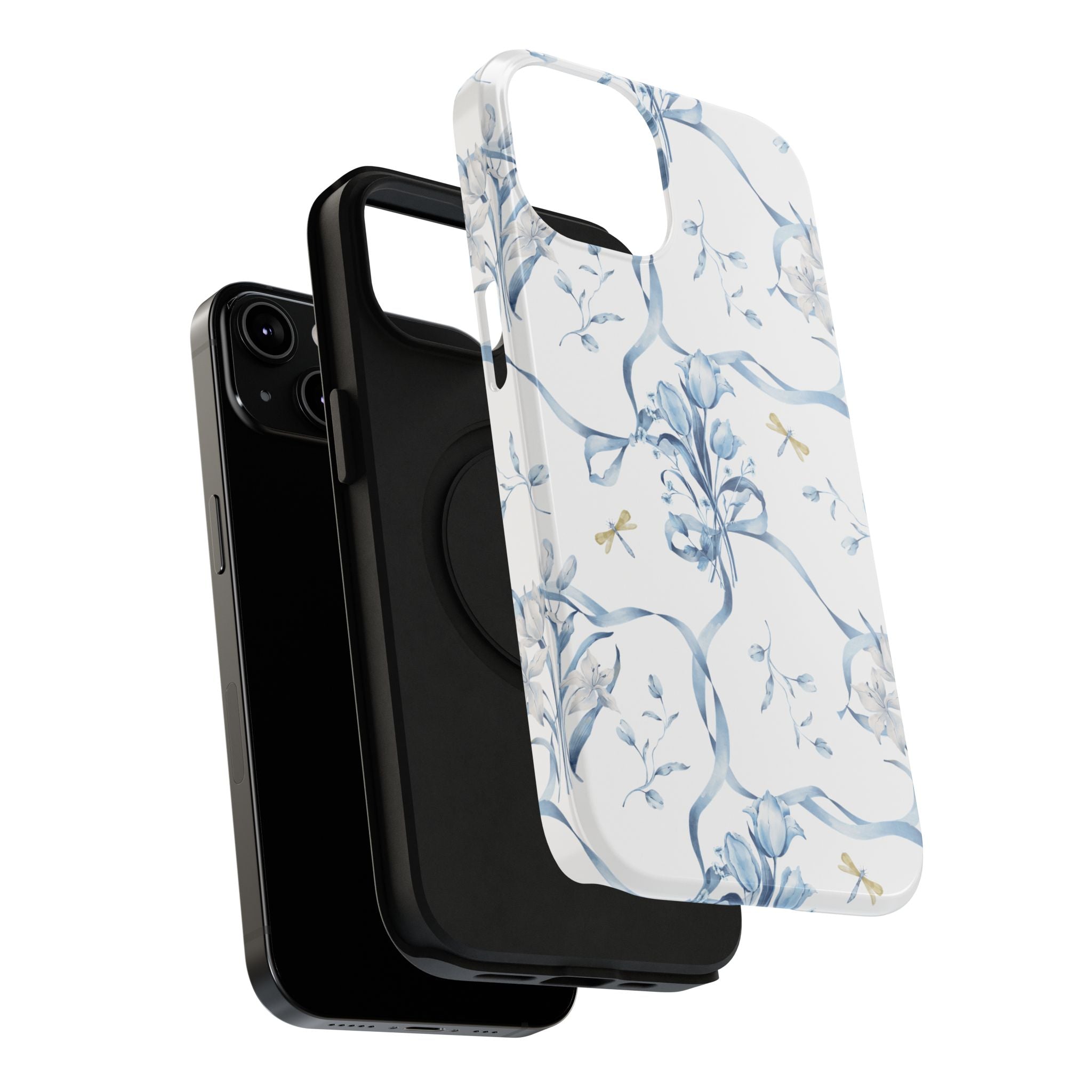 Customizable: Blue Floral-Inspired Phone Case