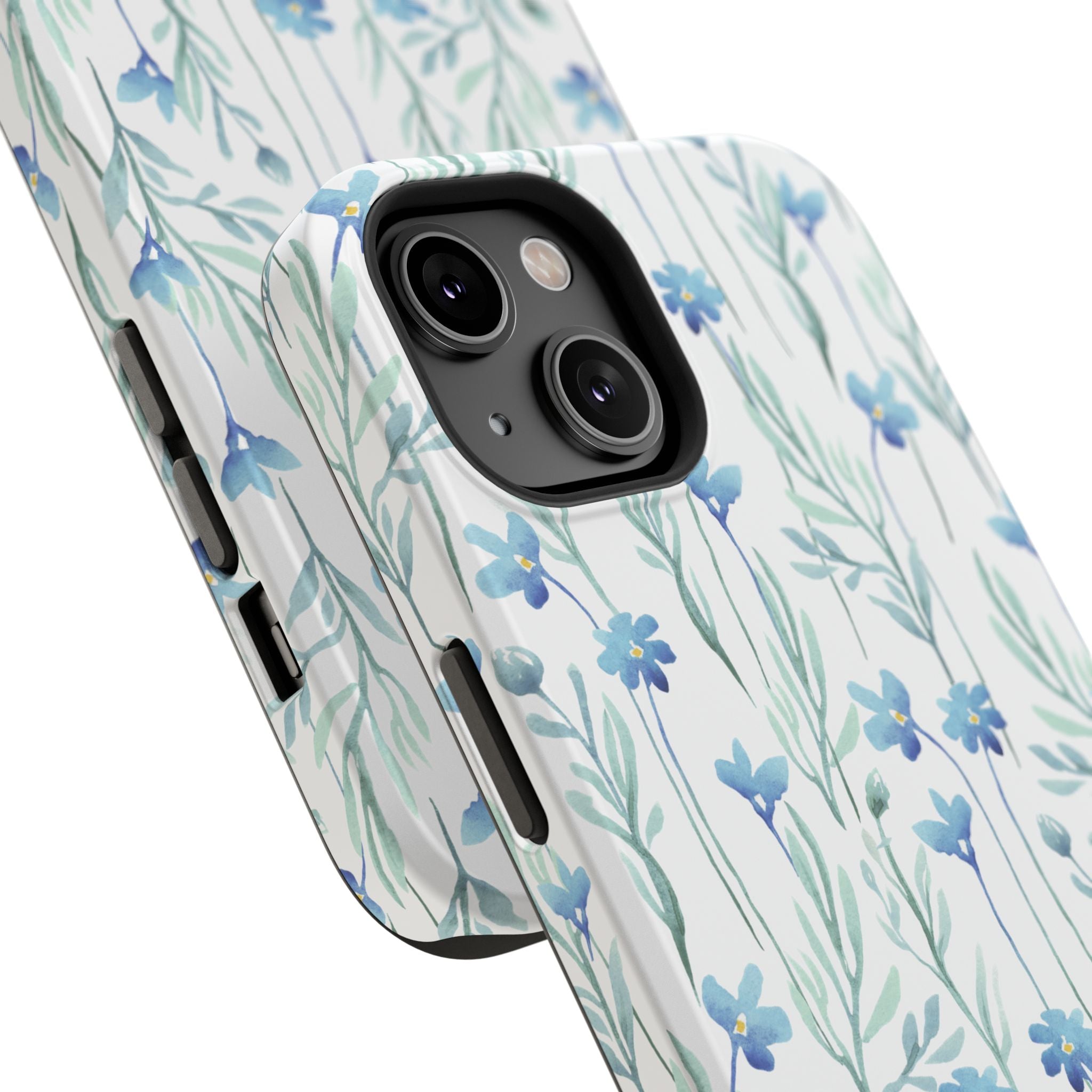 Customizable: Blue Floral Impact-Resistant Phone Case