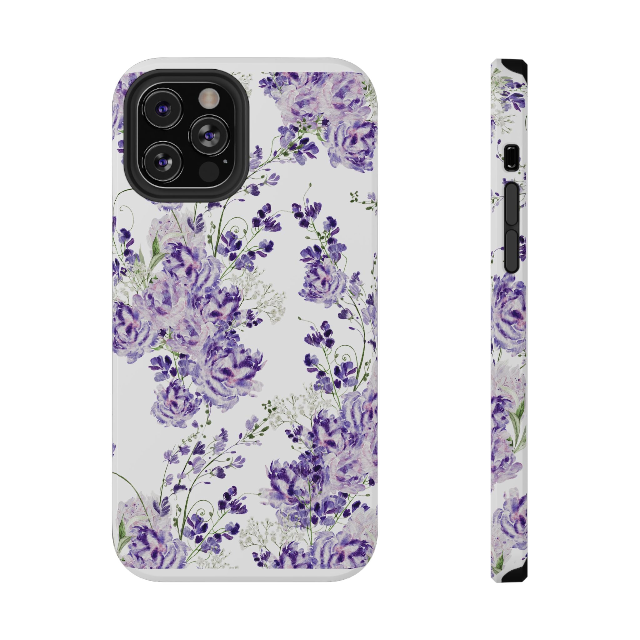 Customizable: Purple Floral Impact-Resistant Phone Case