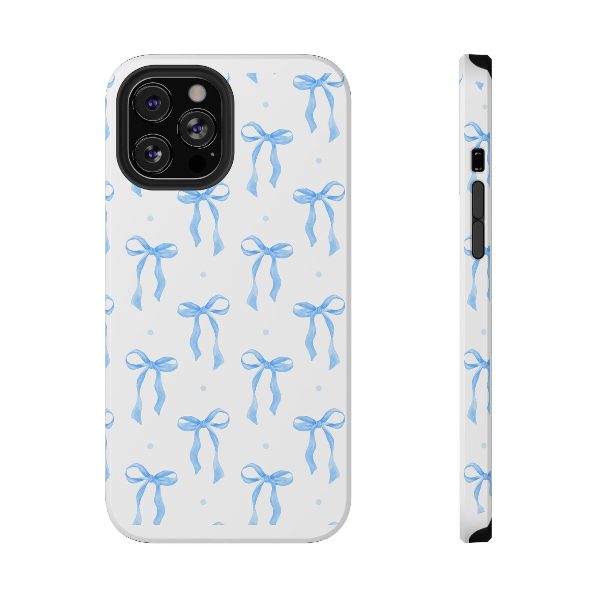 Customizable: Chic Blue Coquette Bow Impact-Resistant Phone Case