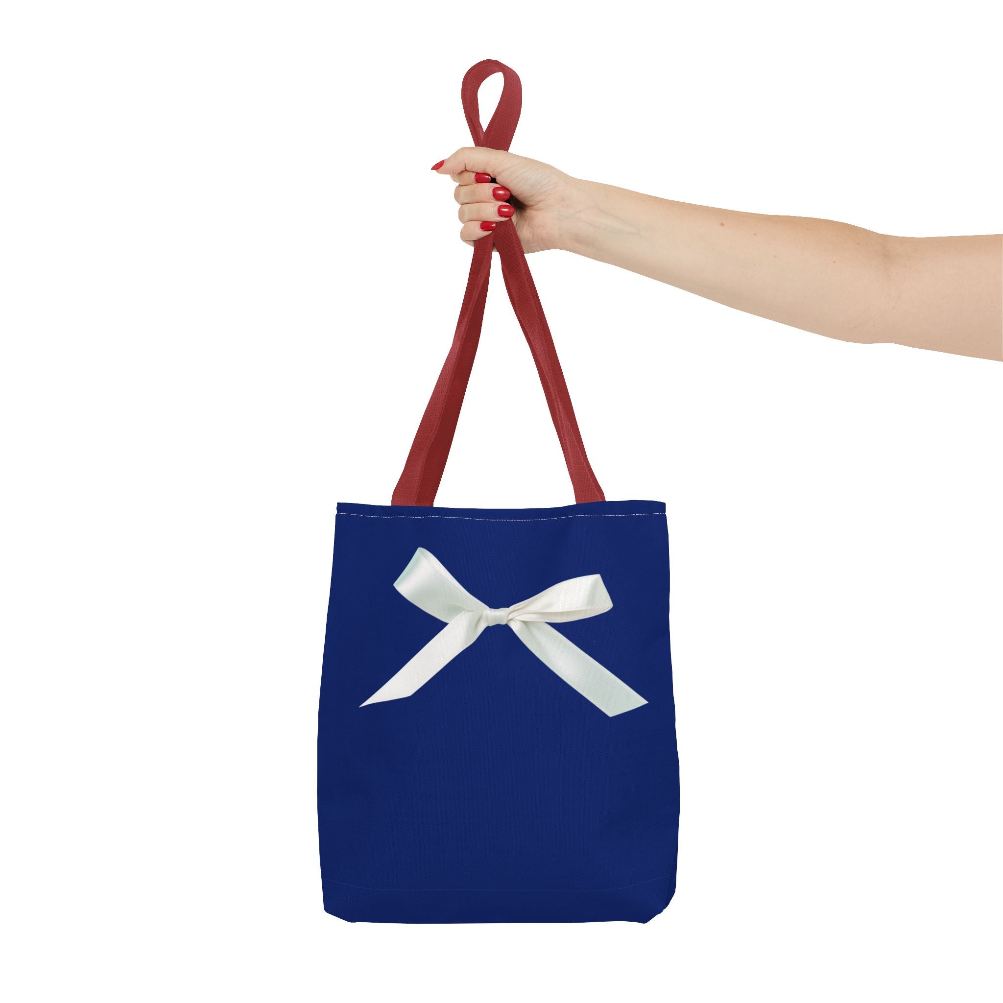 Elegant Blue Tote Bag with White Bow, Stylish Carryall, Perfect Gift for Her, Bridesmaid Tote, Wedding Accessory, Everyday Use