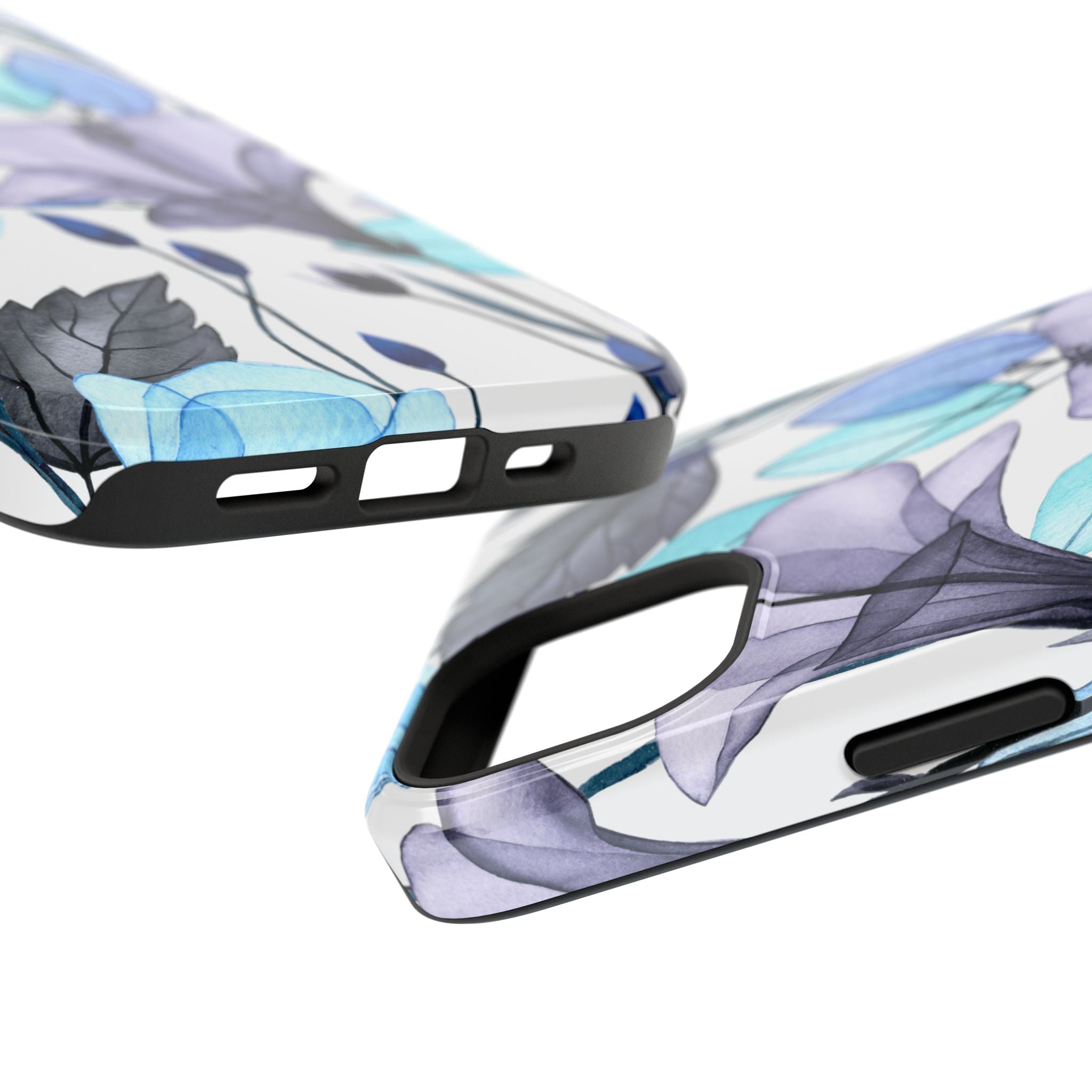 Customizable: Blue and Purple Floral Impact-Resistant Phone Case