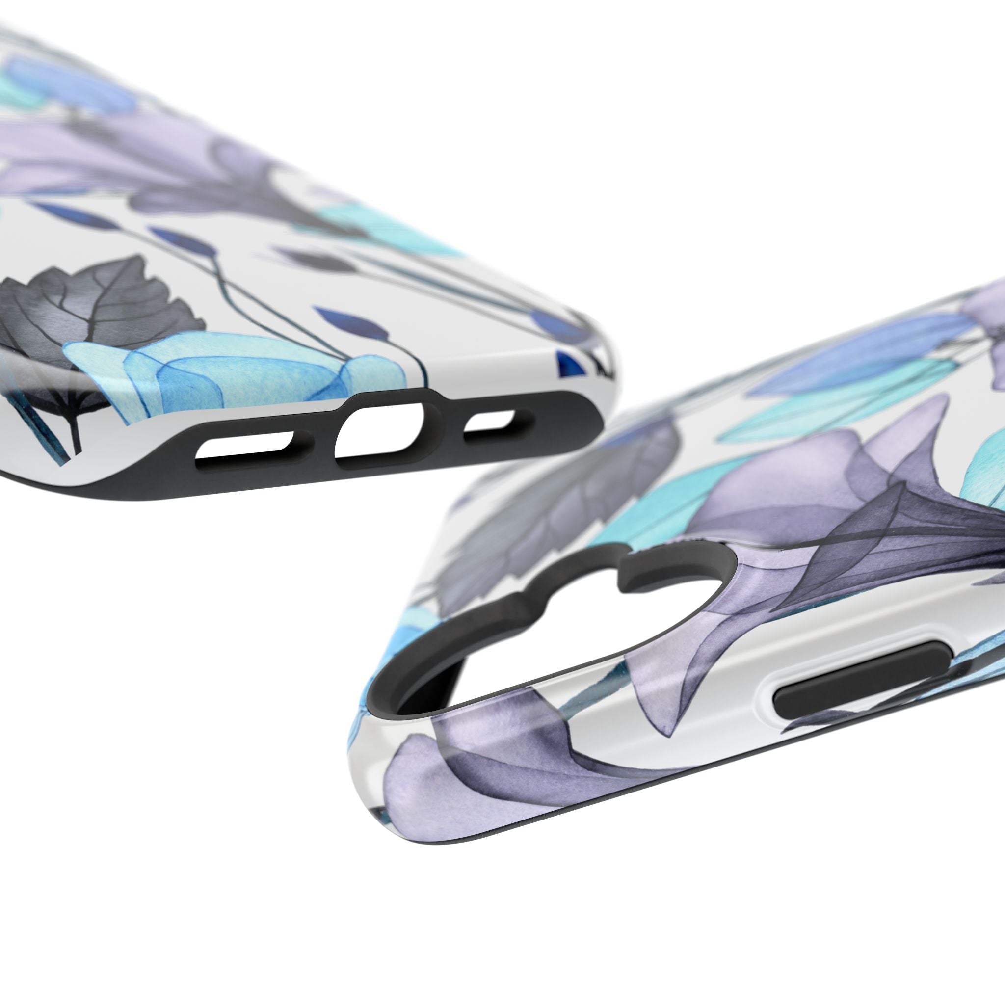 Customizable: Blue and Purple Floral Impact-Resistant Phone Case