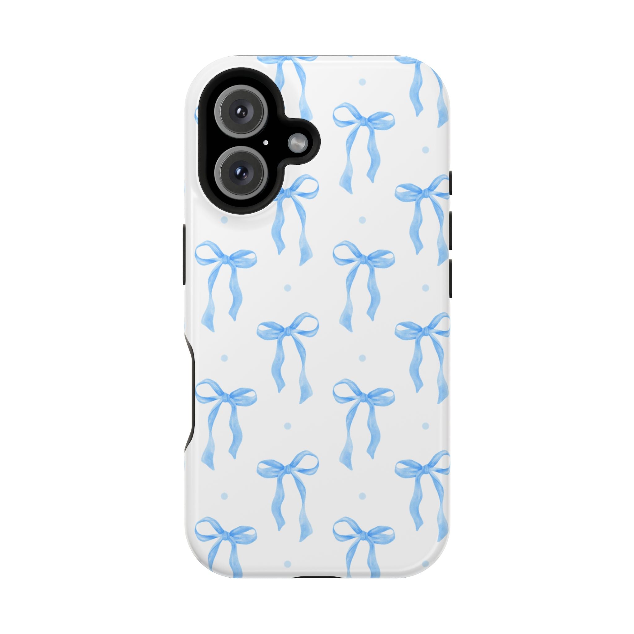 Customizable: Chic Blue Coquette Bow Impact-Resistant Phone Case