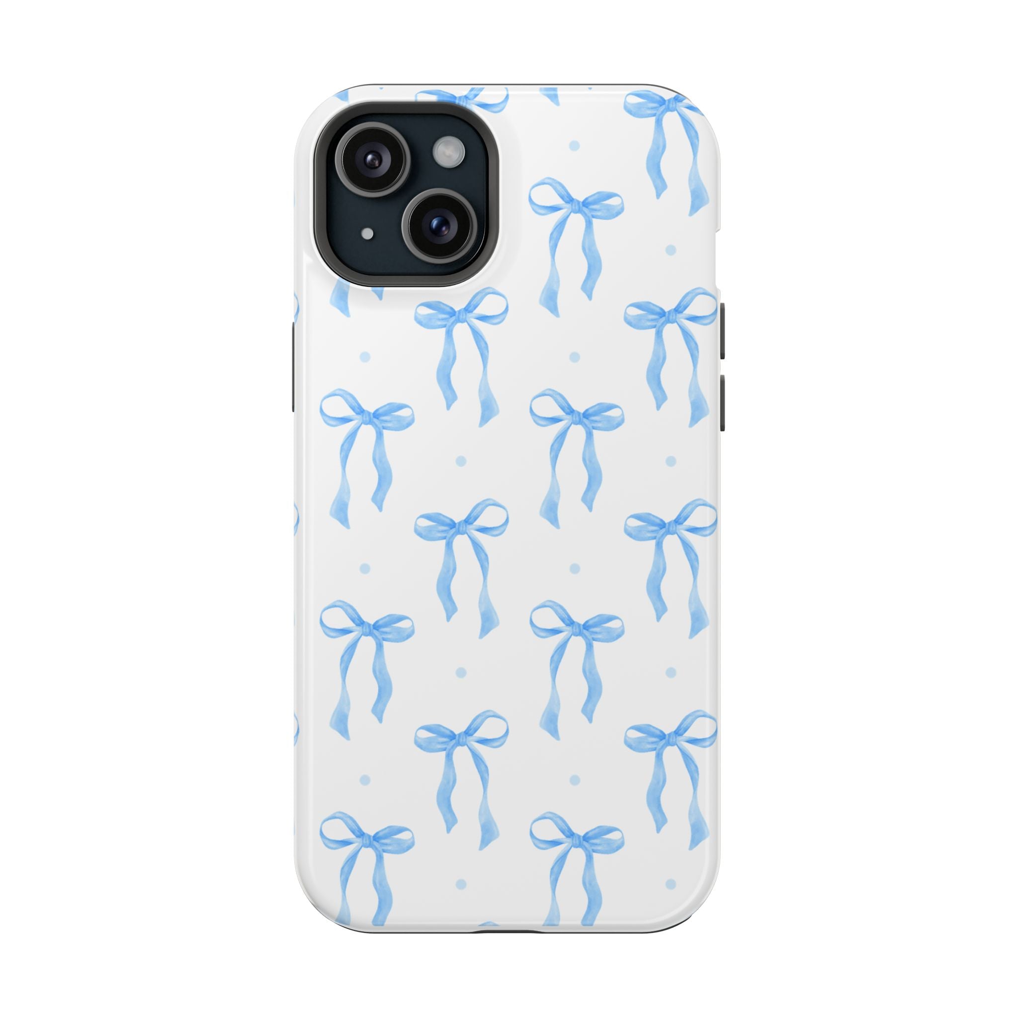 Customizable: Chic Blue Coquette Bow Impact-Resistant Phone Case