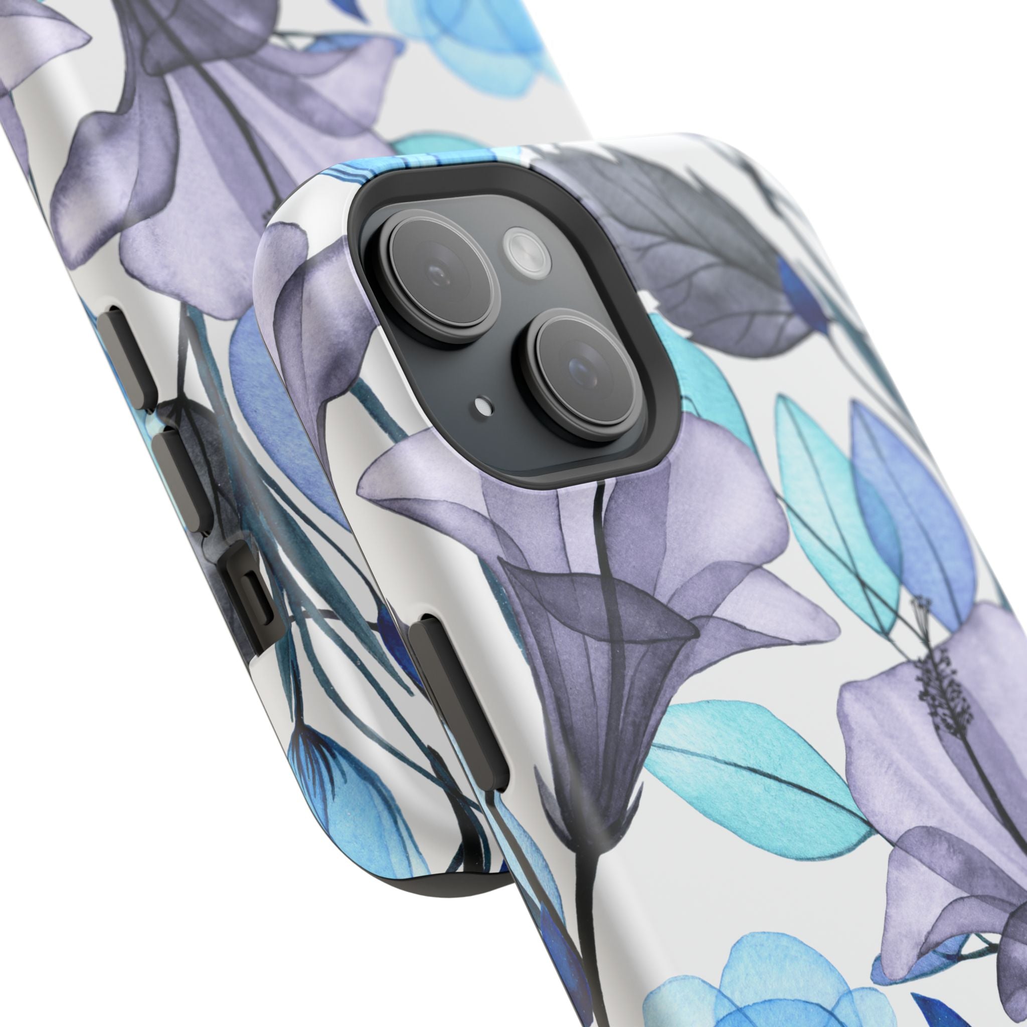 Customizable: Blue and Purple Floral Impact-Resistant Phone Case