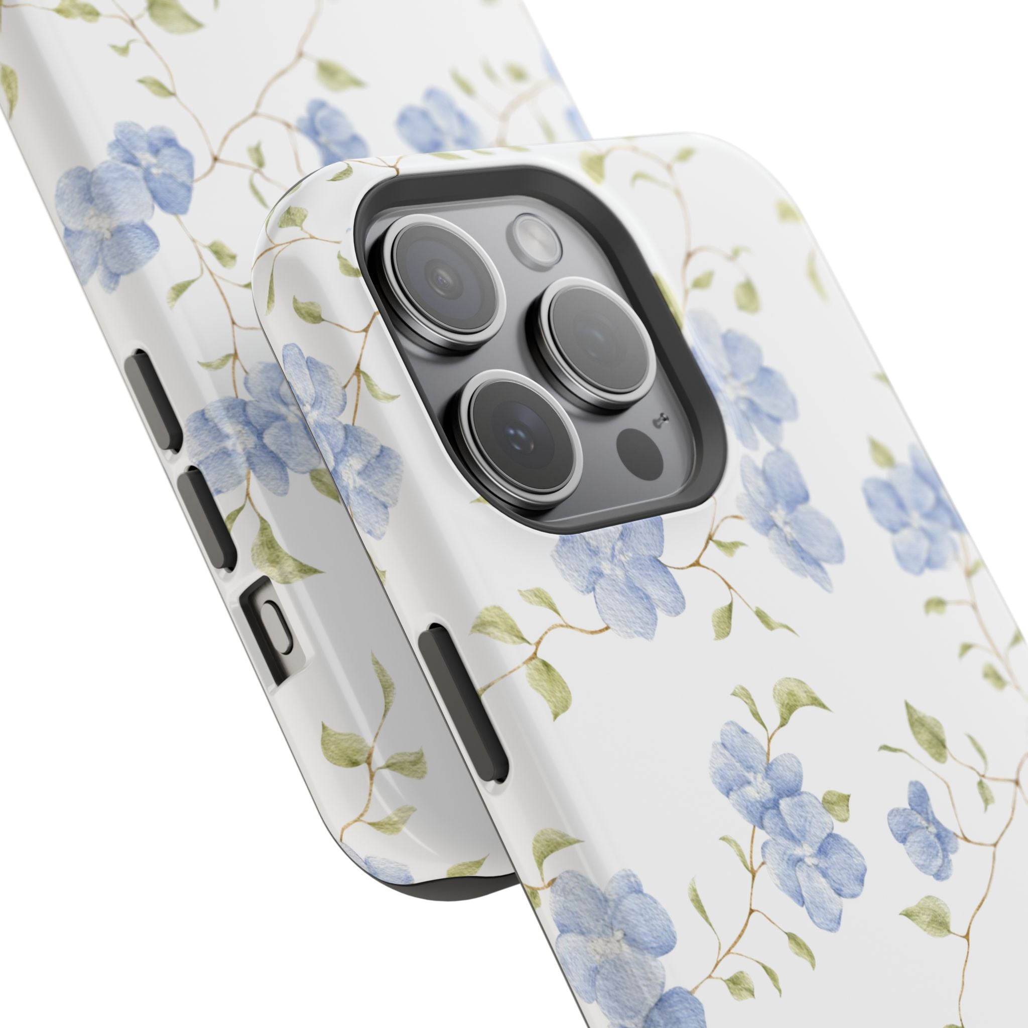 Customizable: Blue Floral Impact-Resistant Phone Case