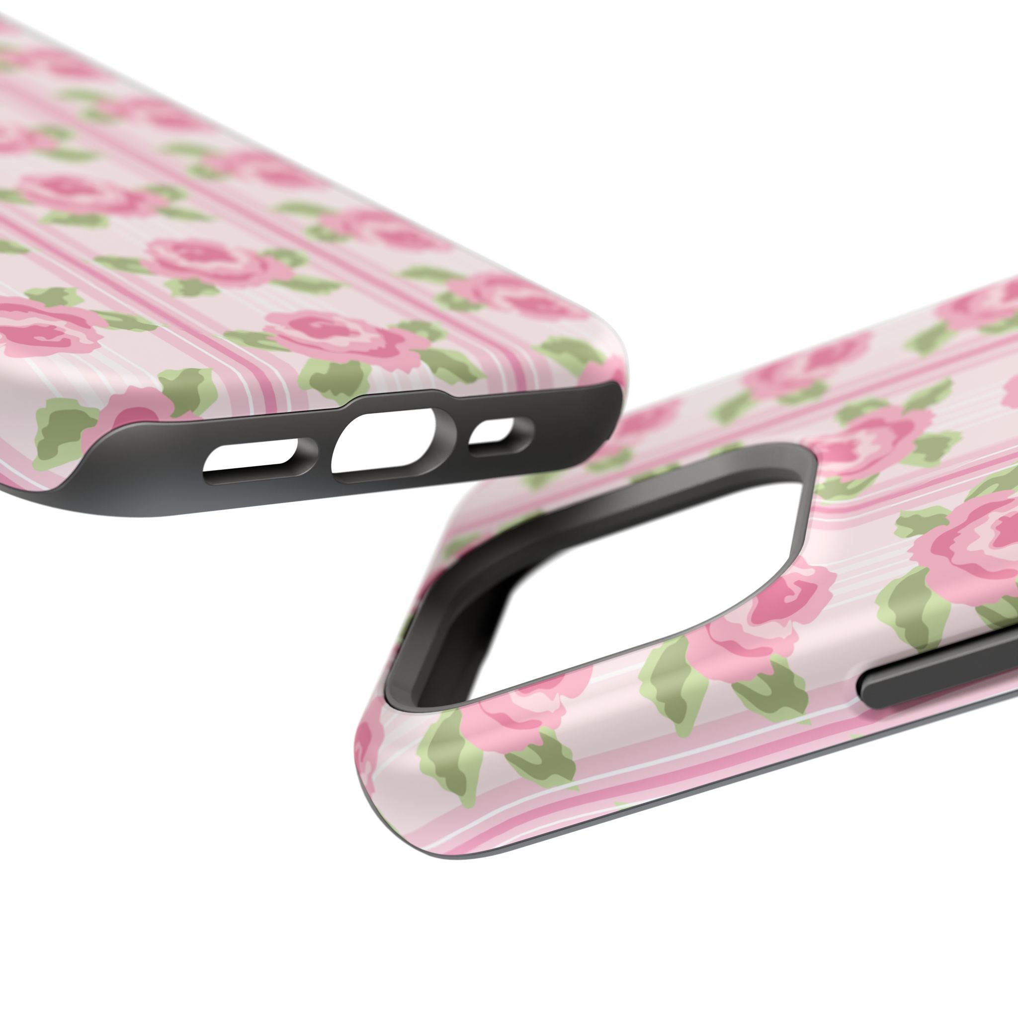 Customizable: Floral Impact-Resistant Phone Case, Pink Rose Pattern