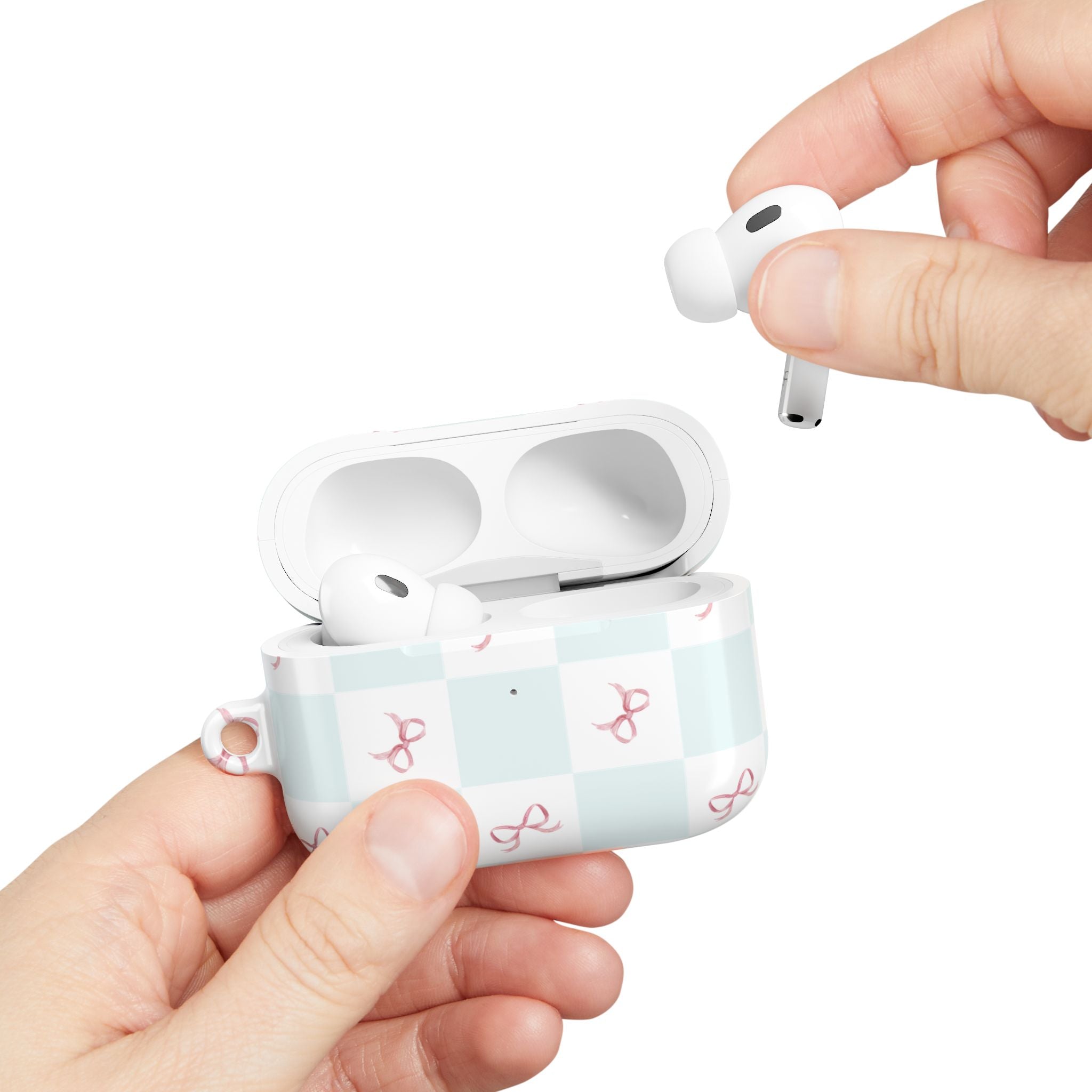 Customizable: Chic AirPod Case with Pink Ribbon Design, Trendy AirPod Case