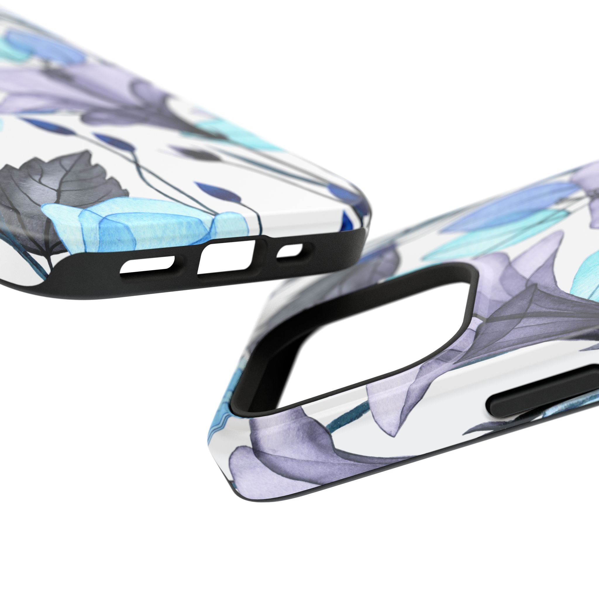 Customizable: Blue and Purple Floral Impact-Resistant Phone Case