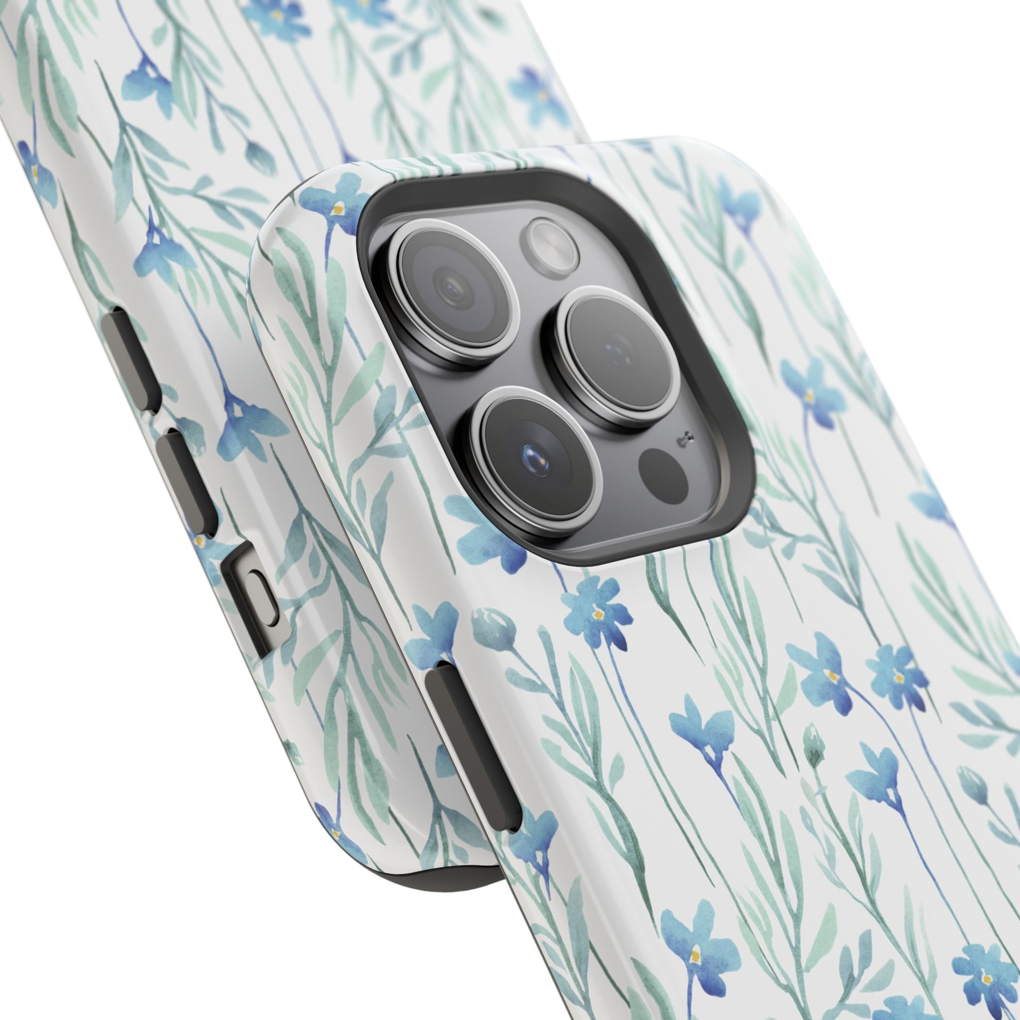 Customizable: Blue Floral Impact-Resistant Phone Case