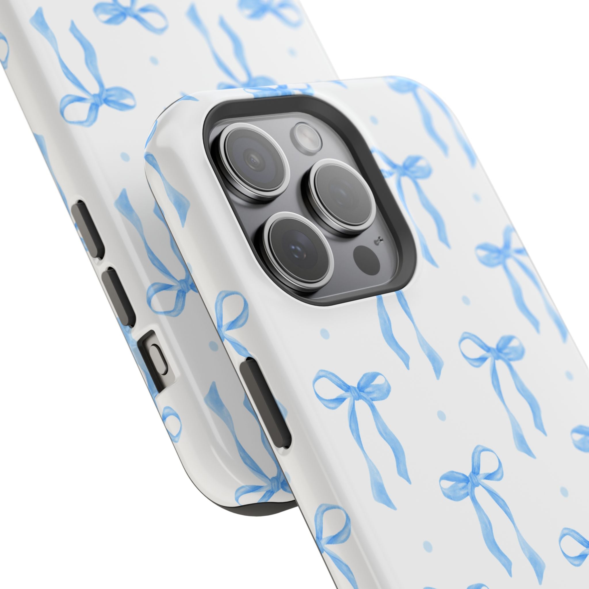 Customizable: Chic Blue Coquette Bow Impact-Resistant Phone Case