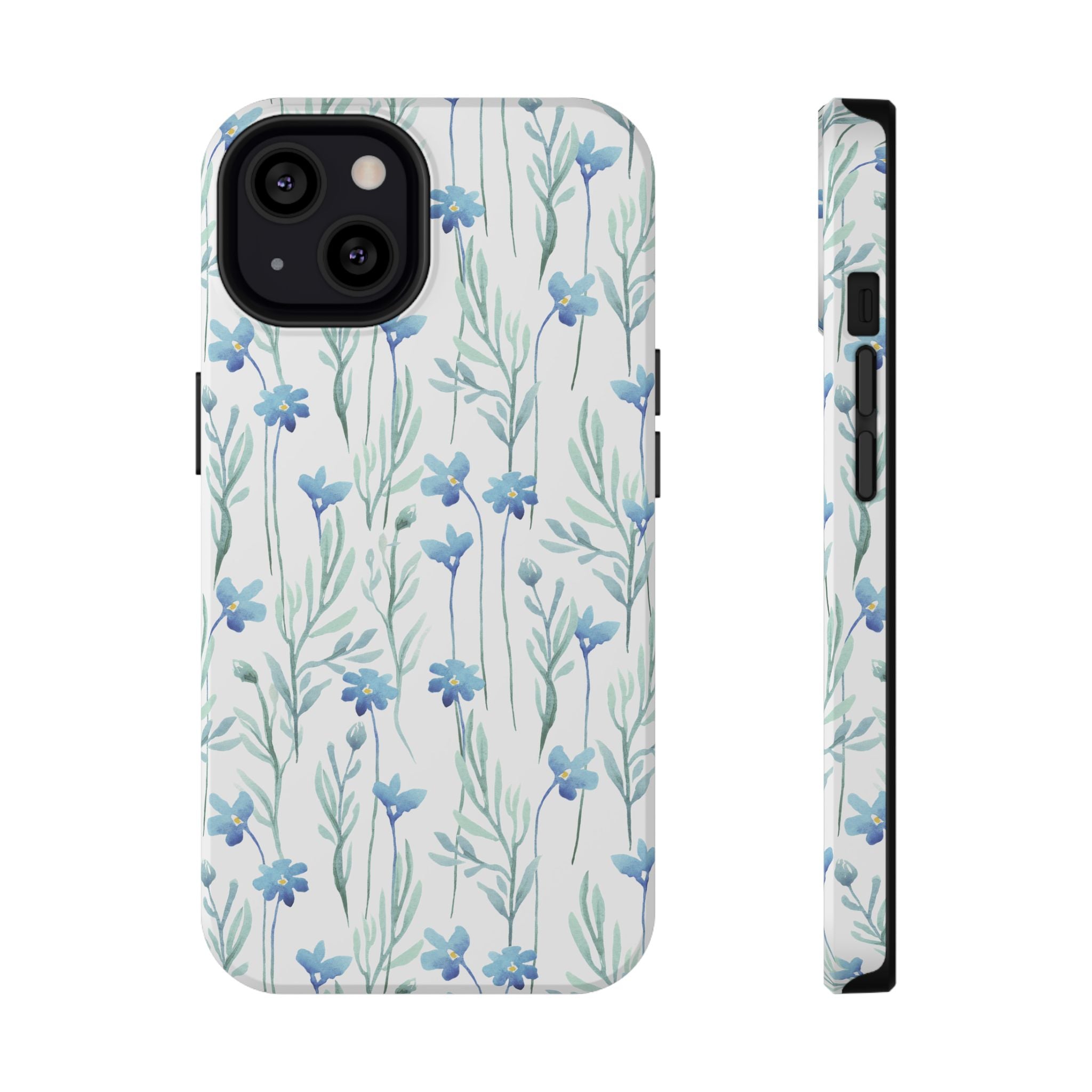 Customizable: Blue Floral Impact-Resistant Phone Case