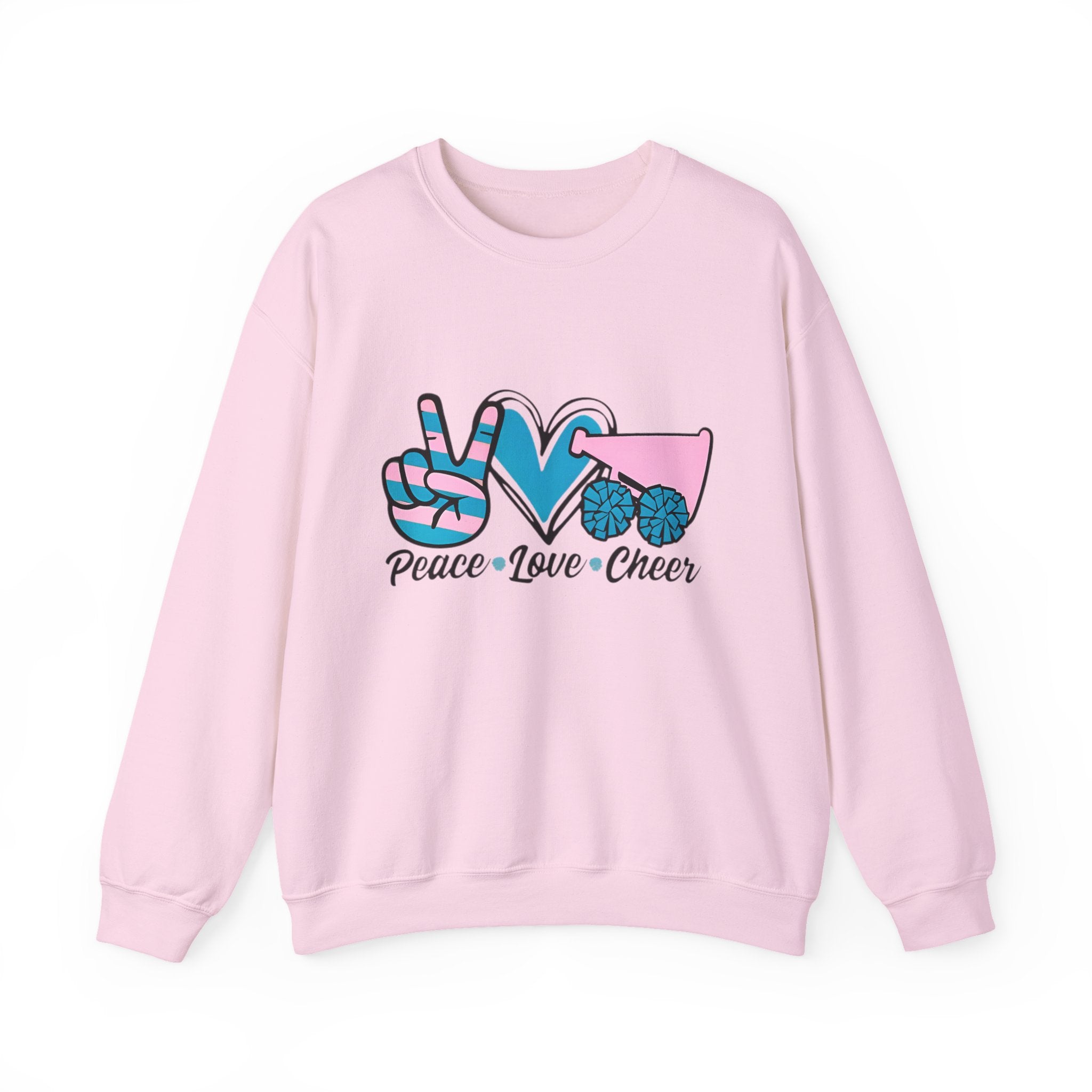 Peace Love Cheer Crewneck Sweatshirt for Cheerleaders, Cozy Sweatshirt, Sports Apparel, Gift for Cheer Team, Team Spirit Clothing