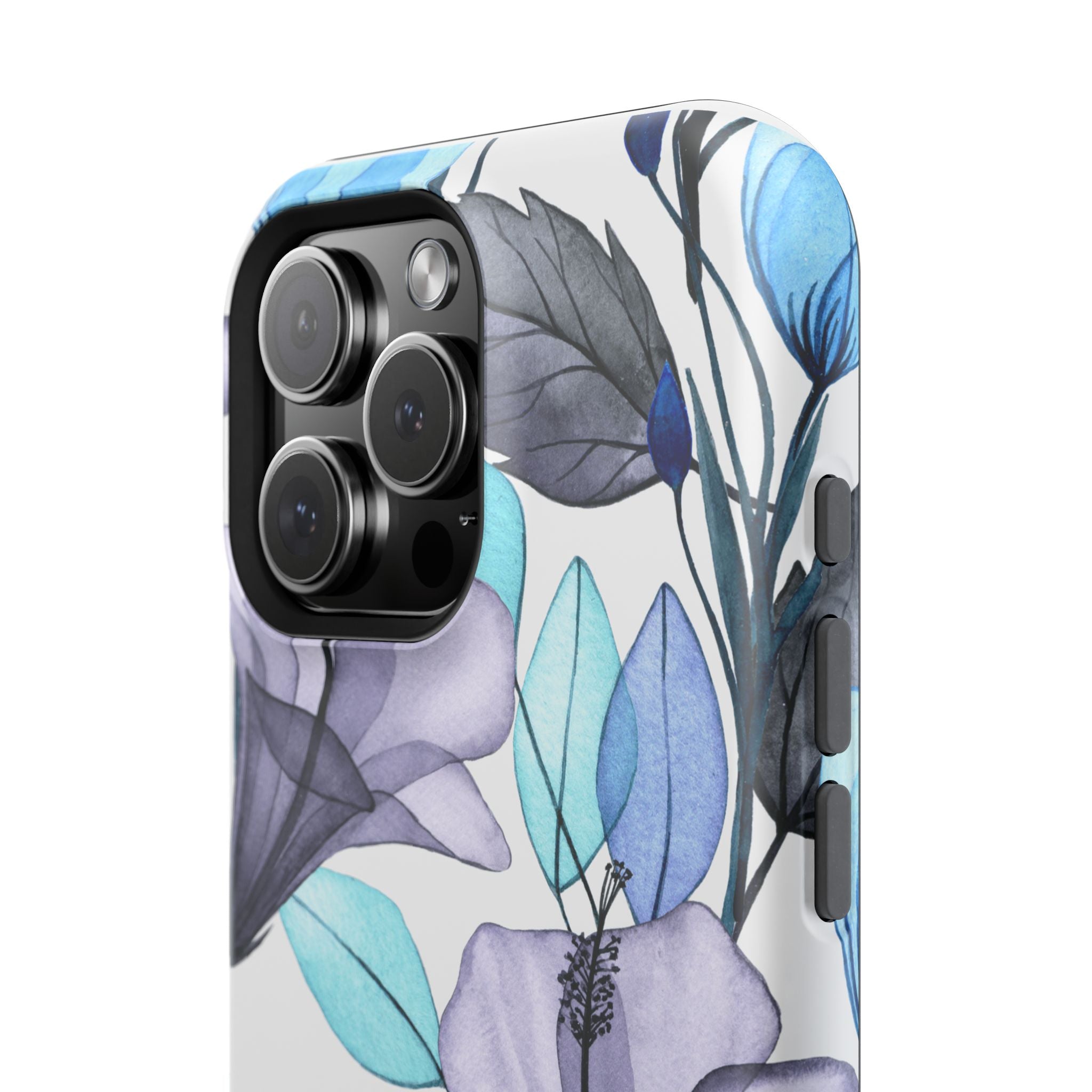 Customizable: Blue and Purple Floral Impact-Resistant Phone Case