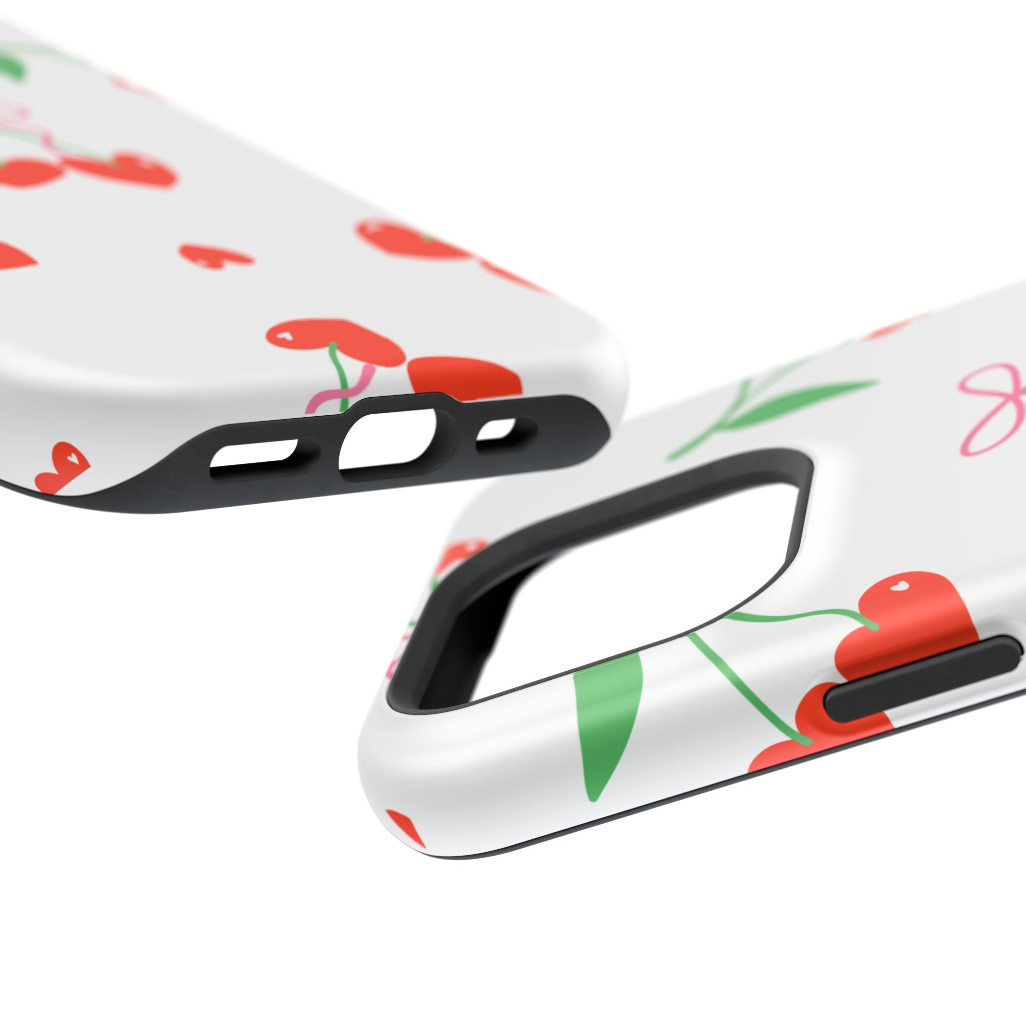 Customizable: Cherry Heart Impact-Resistant Phone Case
