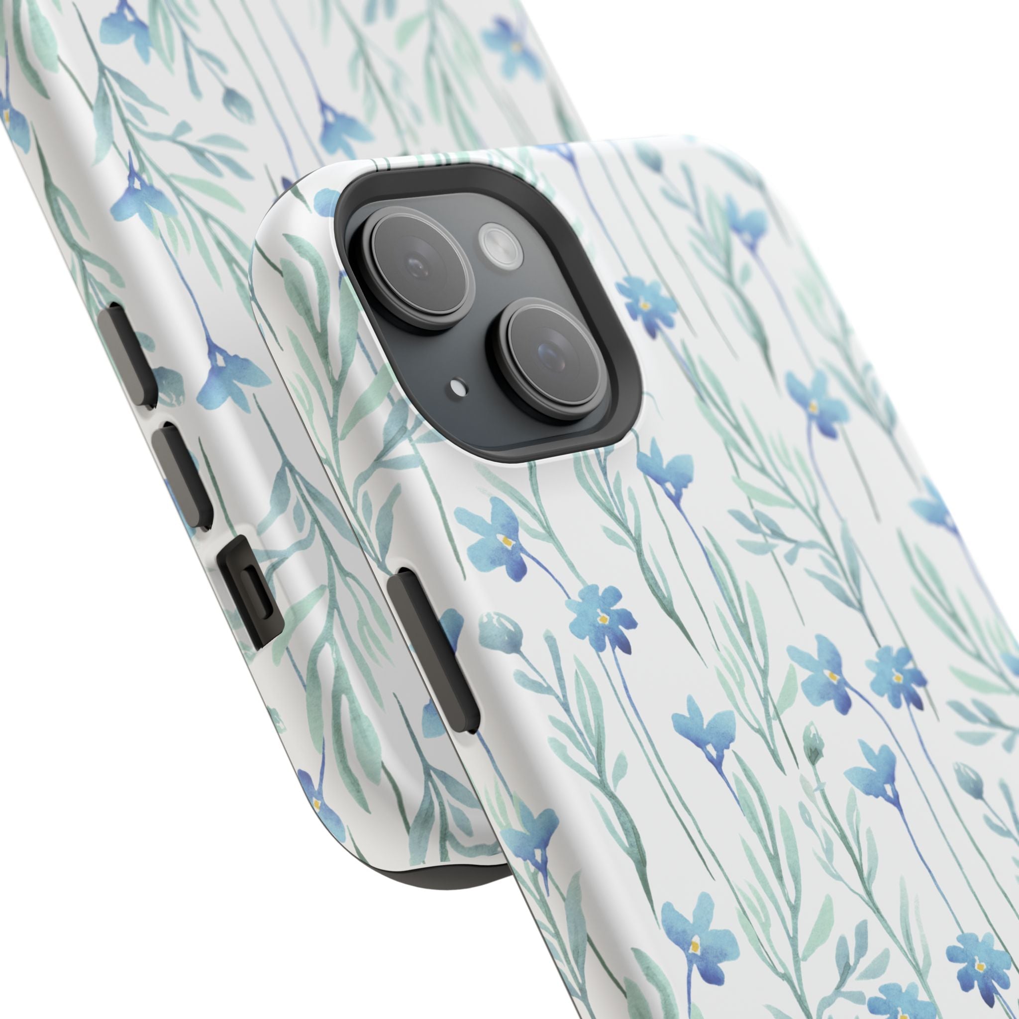 Customizable: Blue Floral Impact-Resistant Phone Case