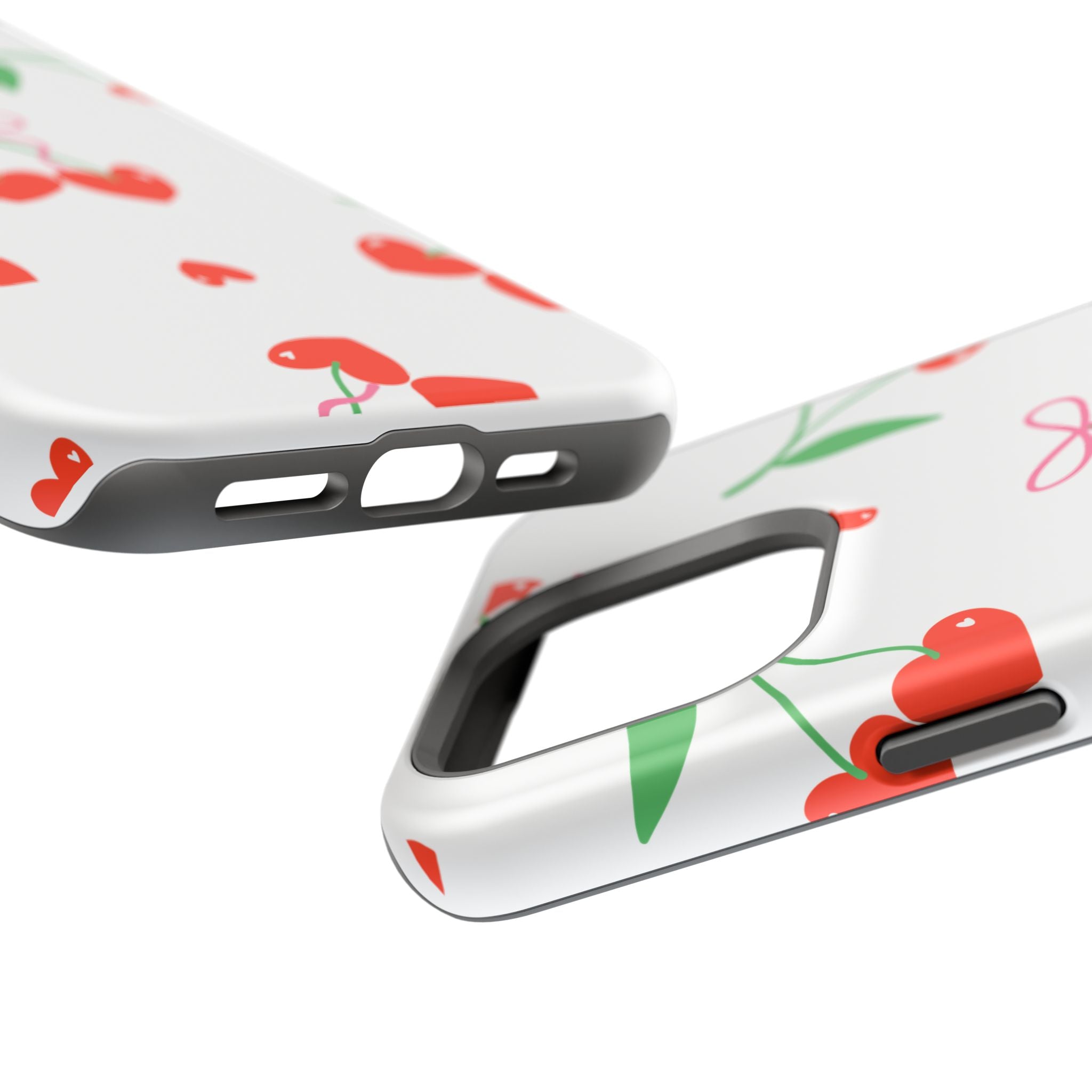 Customizable: Cherry Heart Impact-Resistant Phone Case