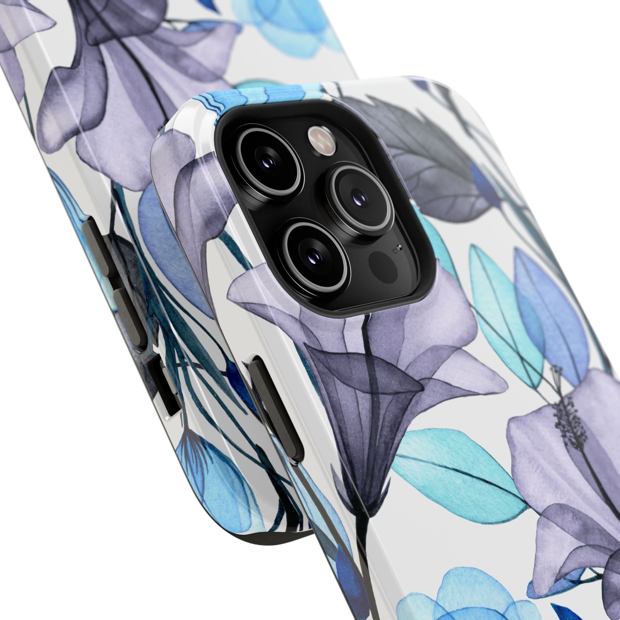 Customizable: Blue and Purple Floral Impact-Resistant Phone Case
