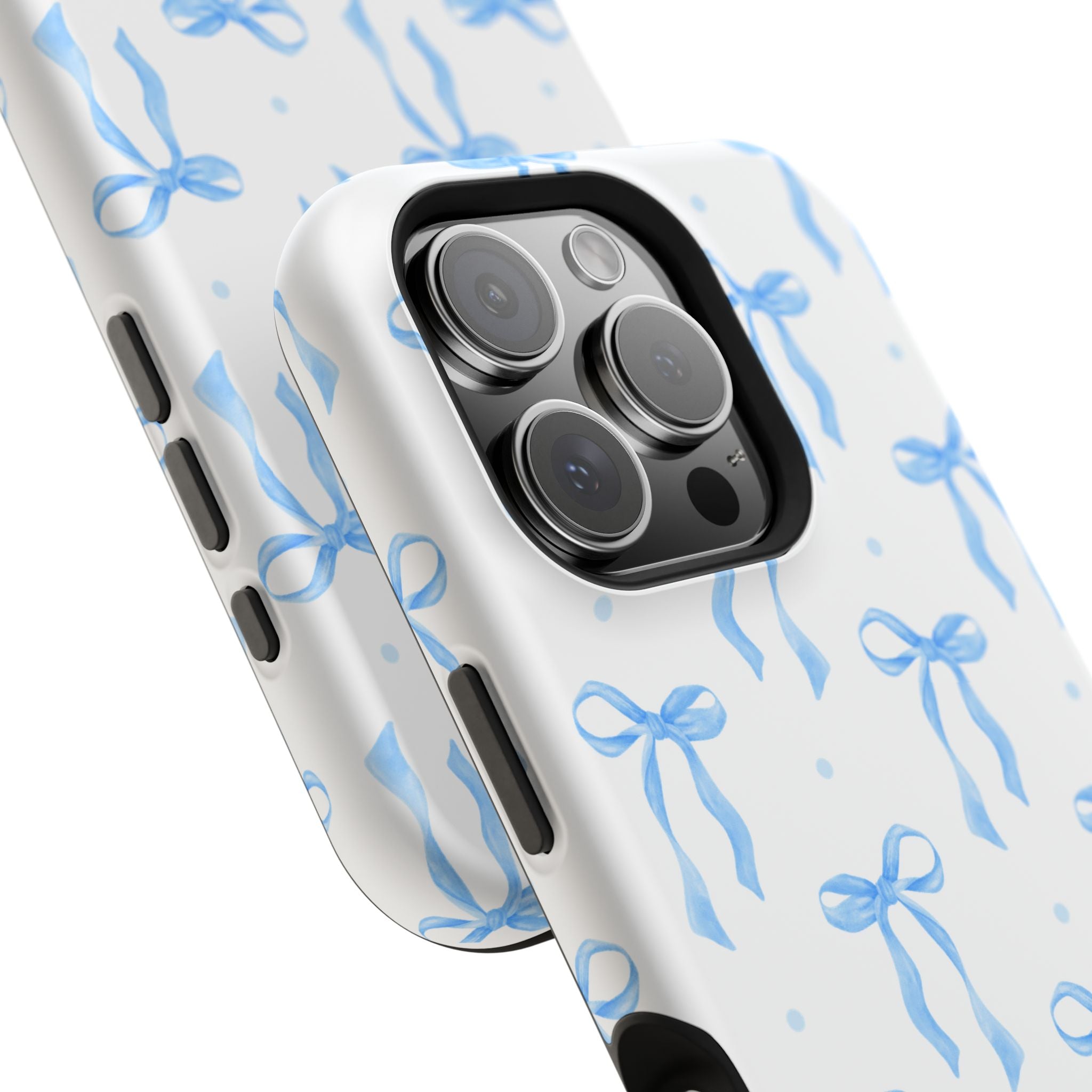 Customizable: Chic Blue Coquette Bow Impact-Resistant Phone Case
